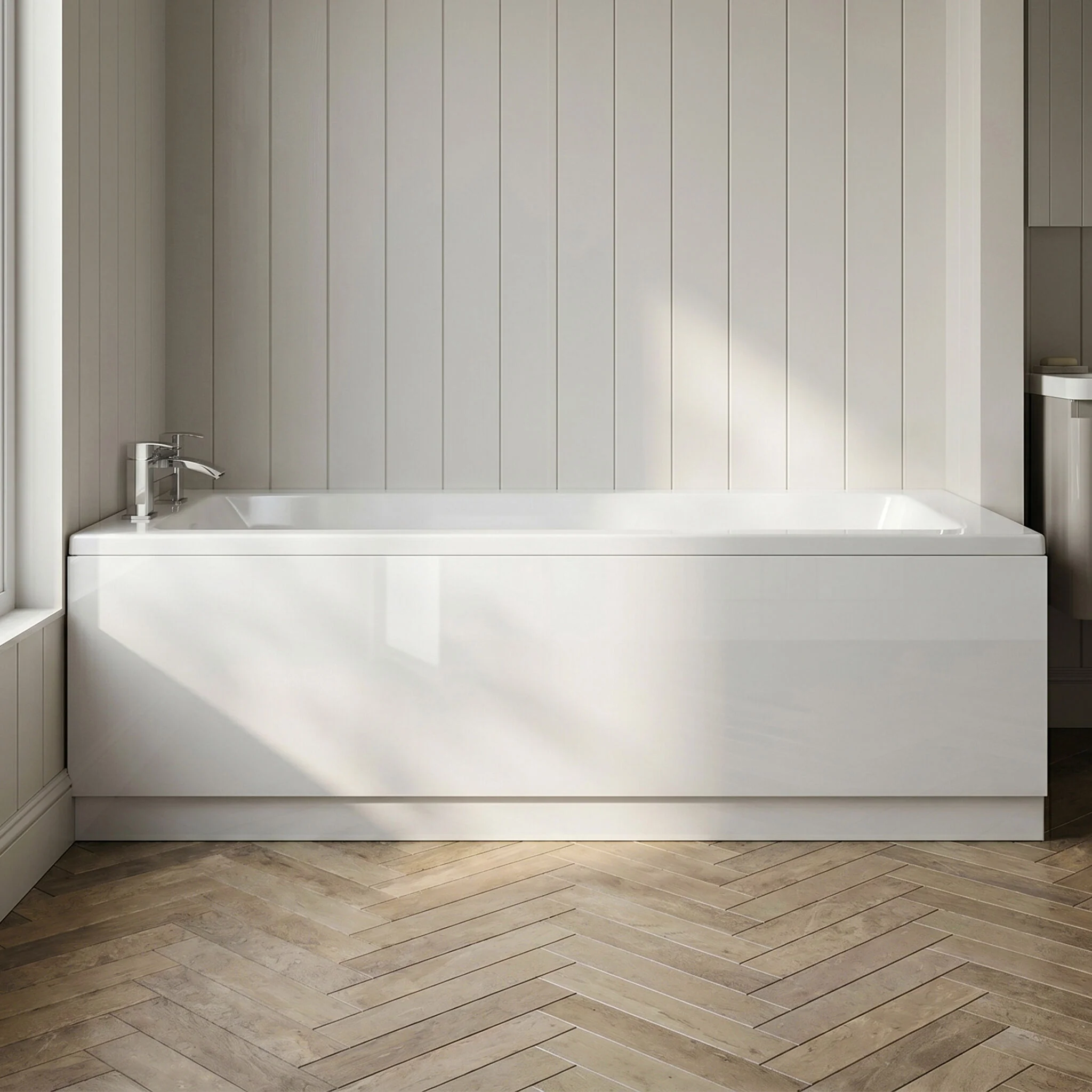 Gloss White MDF Bath Front Panel with Plinth - Choice of Size - Image 3