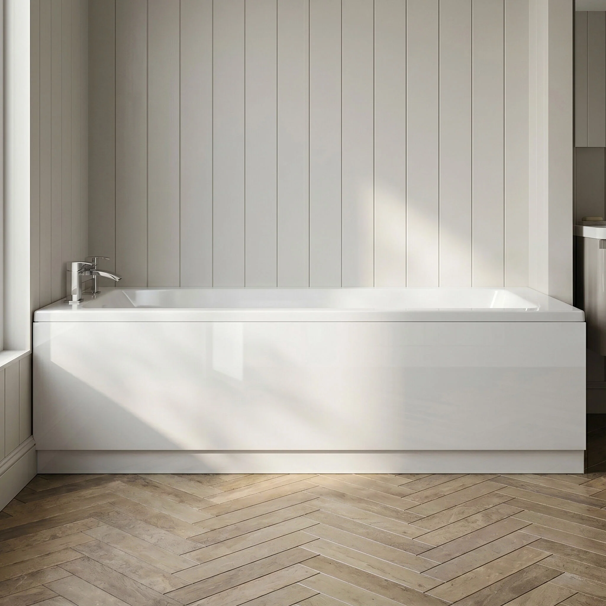 Gloss White MDF Bath Front Panel with Plinth - Choice of Size - Image 4