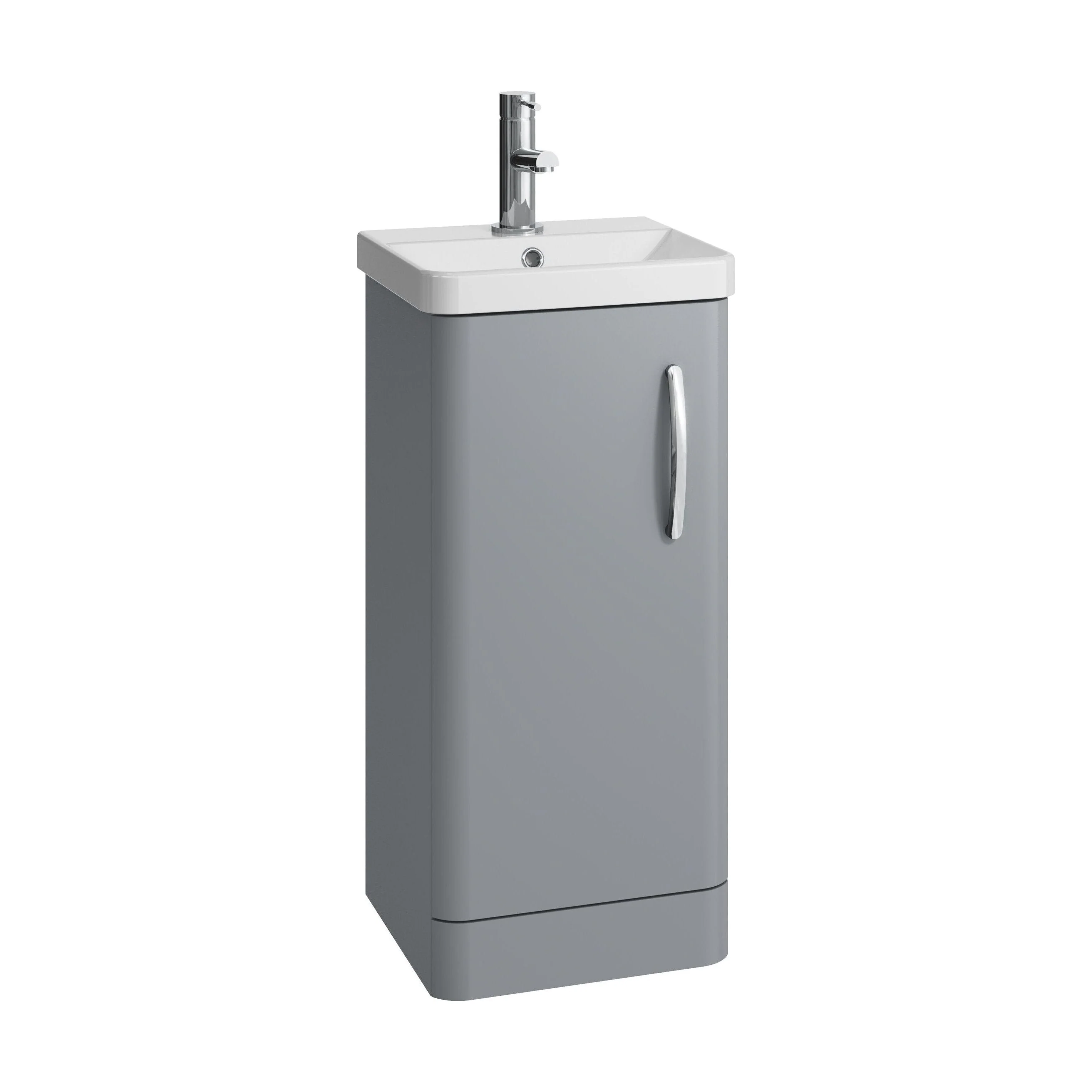 Handsacre Contemporary 1 Door Floor Standing Vanity Unit with Basin, Gloss Grey, 400mm