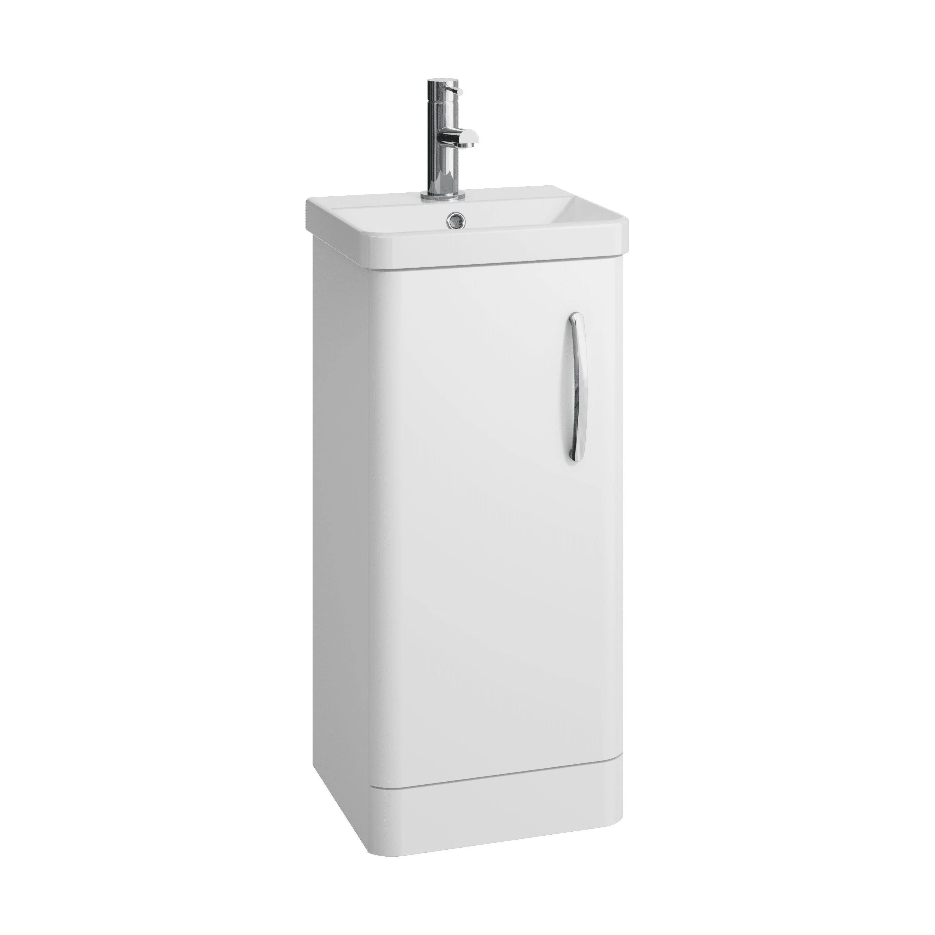 Handsacre Contemporary 1 Door Floor Standing Vanity Unit with Basin, Gloss White, 400mm