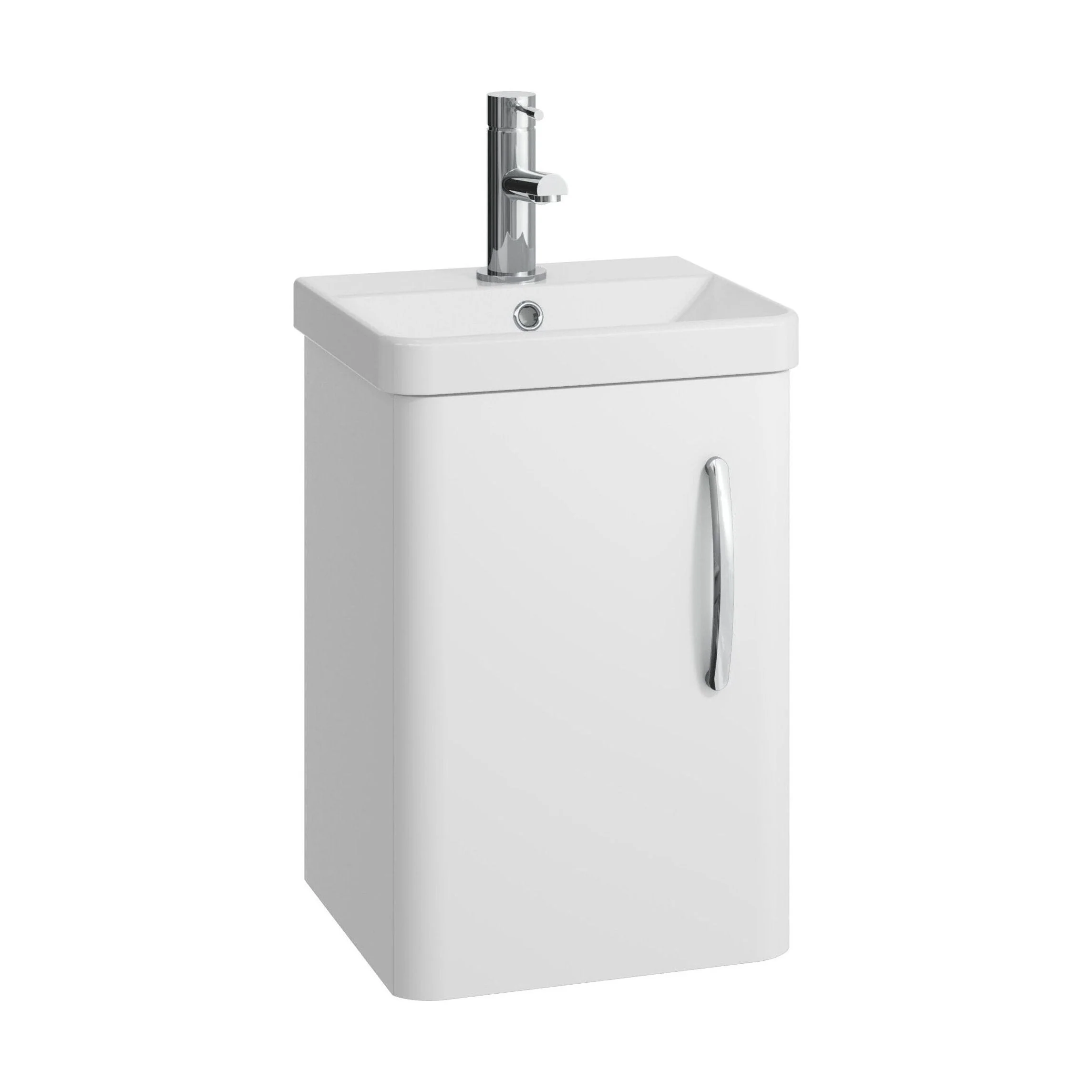 Handsacre Contemporary 1 Door Wall Hung Vanity Unit with Basin, Gloss White, 400mm