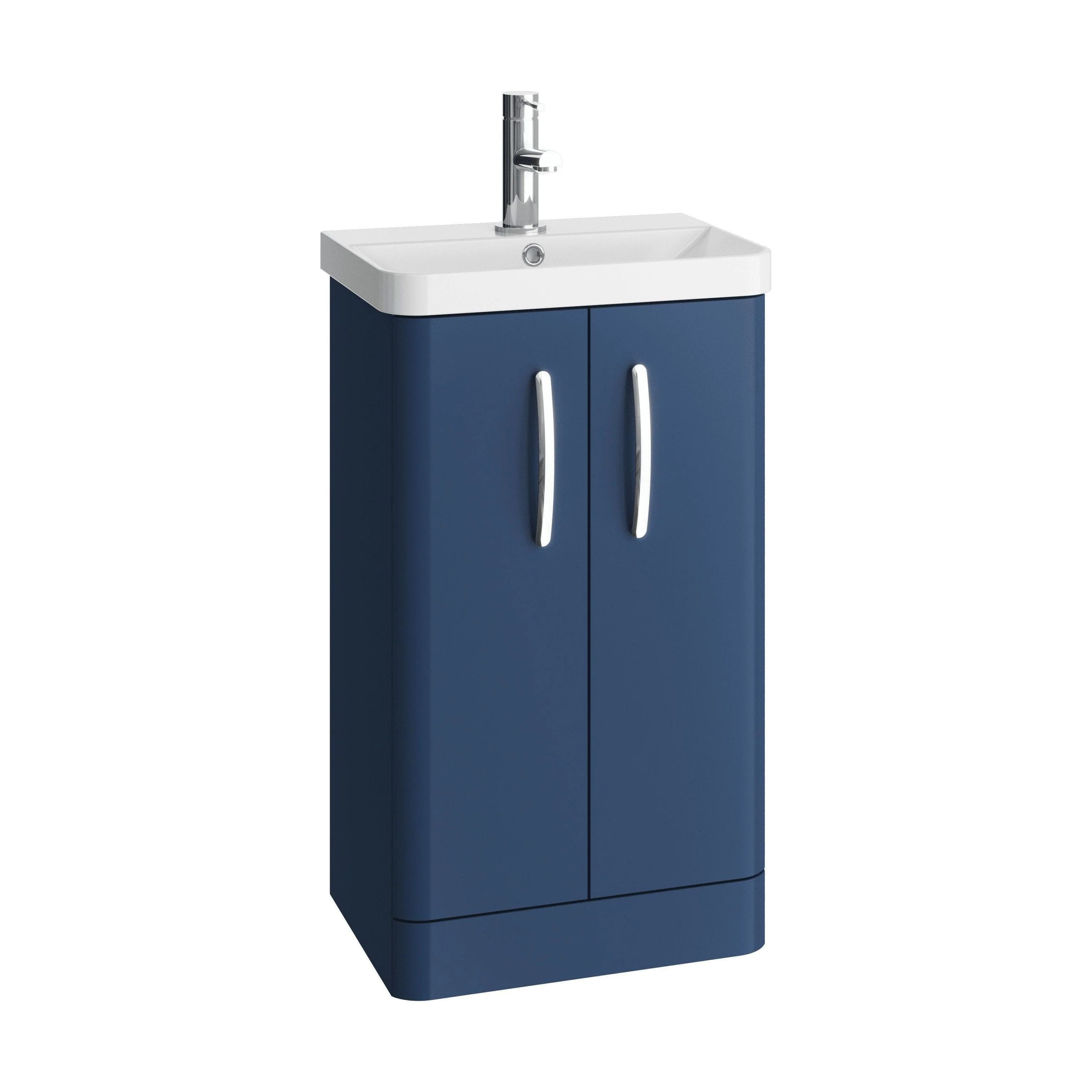Handsacre Contemporary 2 Door Floor Standing Vanity Unit with Basin, Satin Blue, 500mm
