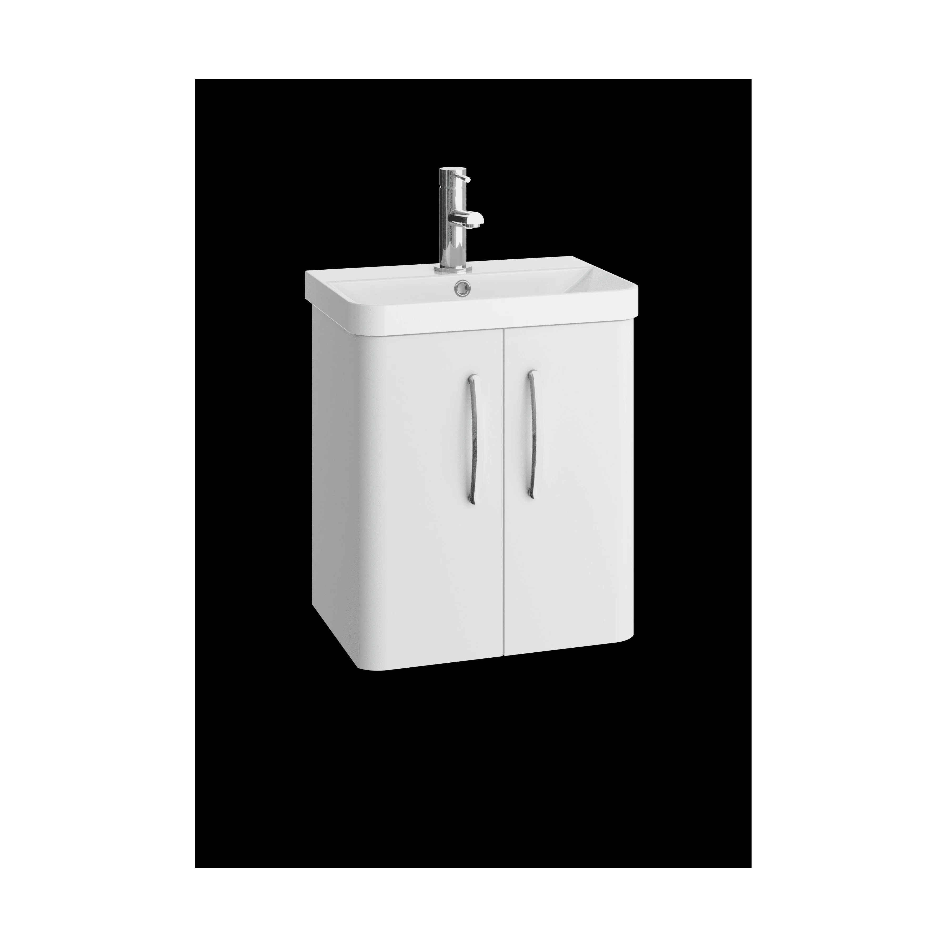Handsacre Contemporary 2 Door Wall Hung Vanity Unit with Basin, Gloss White, 500mm