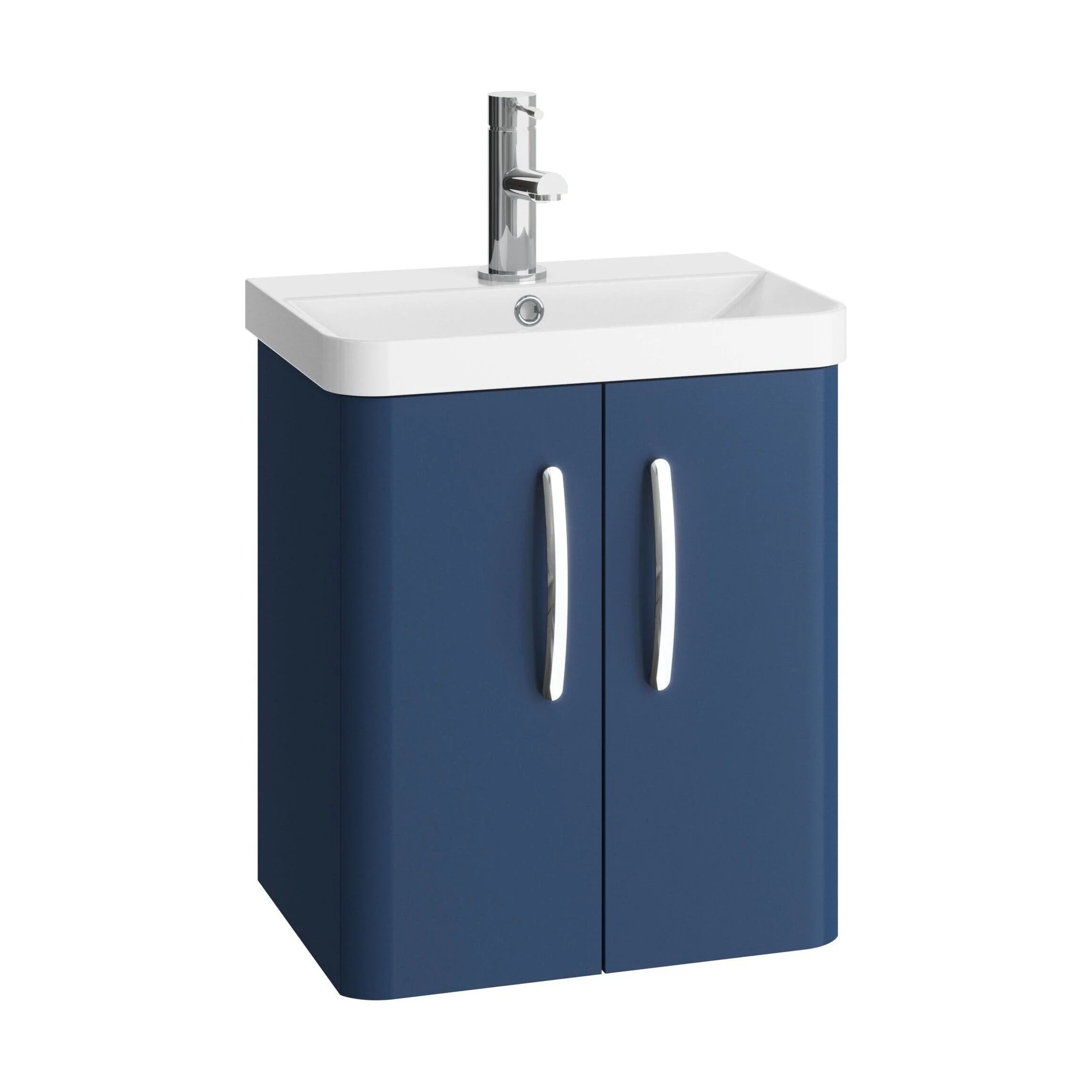 Handsacre Contemporary 2 Door Wall Hung Vanity Unit with Basin, Satin Blue, 500mm