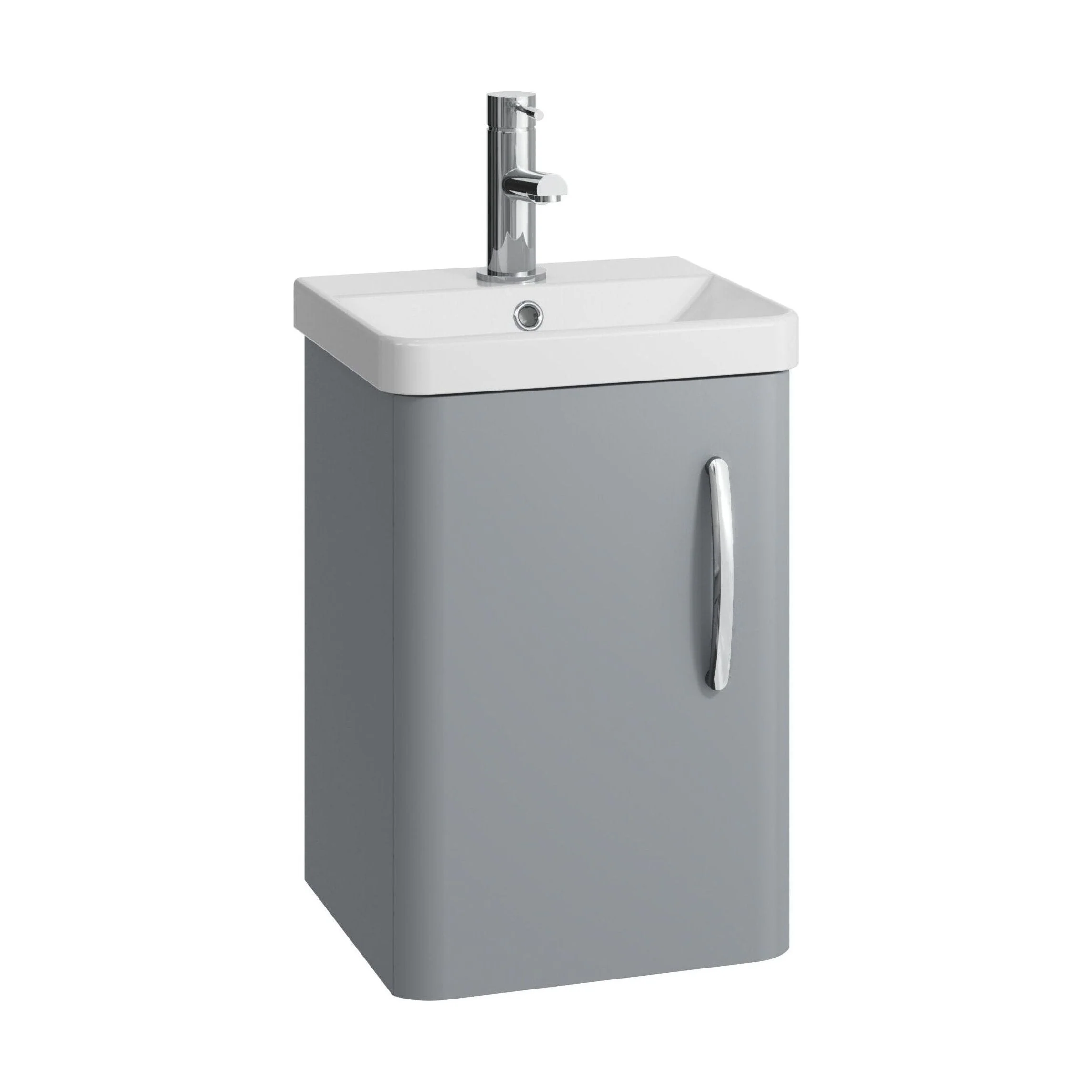 Handsacre Contemporary Wall Hung Vanity Unit with Basin, Gloss Grey, 400mm