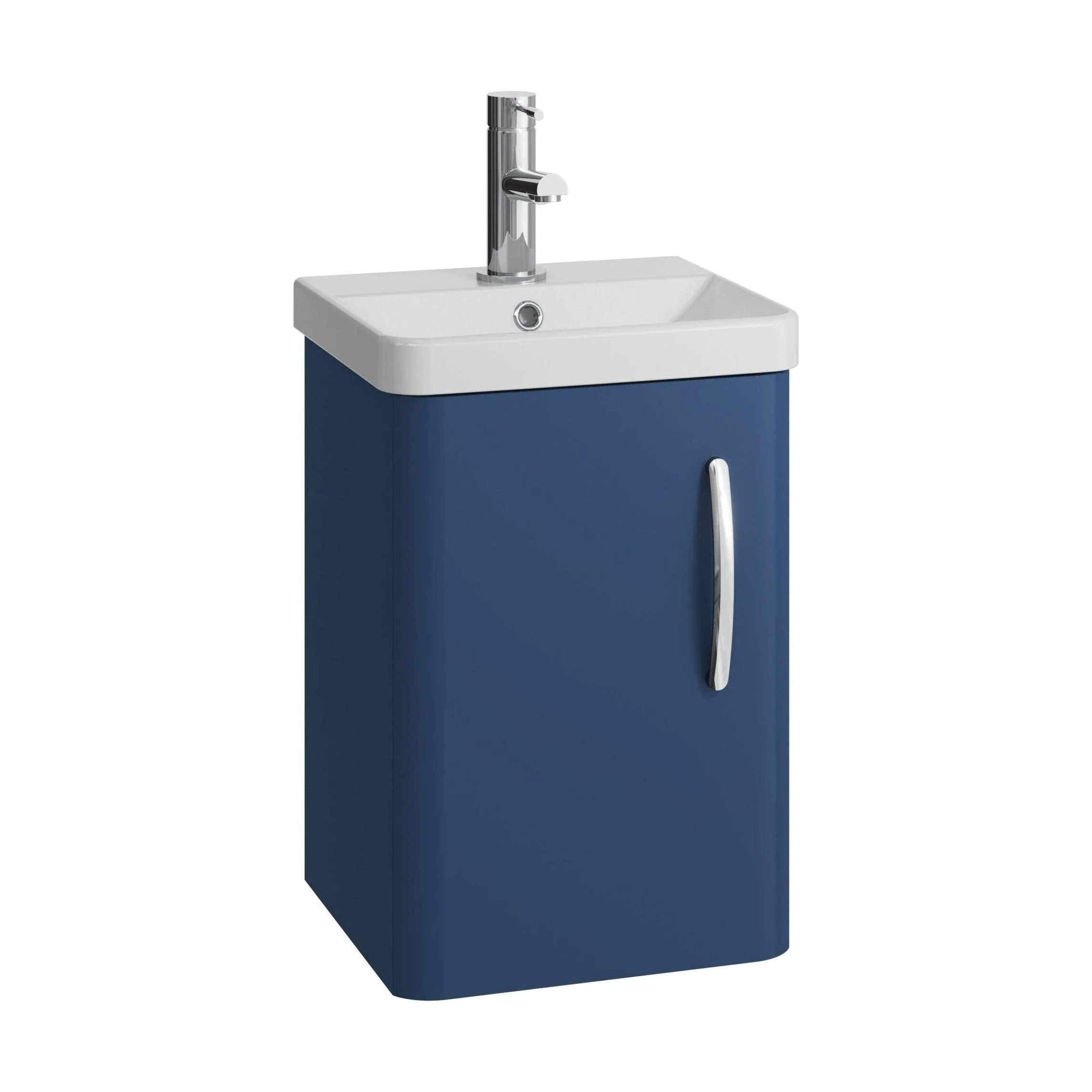 Handsacre Contemporary Wall Hung Vanity Unit with Basin, Satin Blue, 400mm