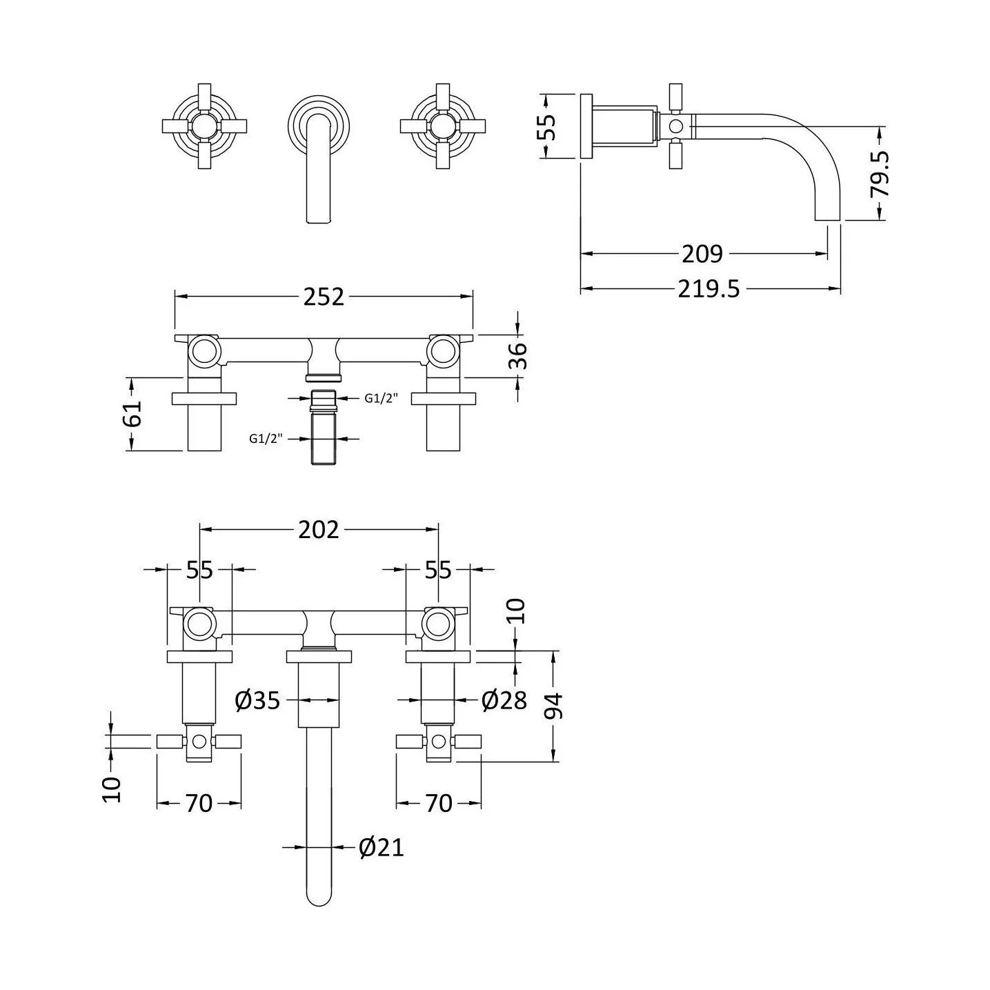Hester Crosshead W/H Basin Mixer - Image 2