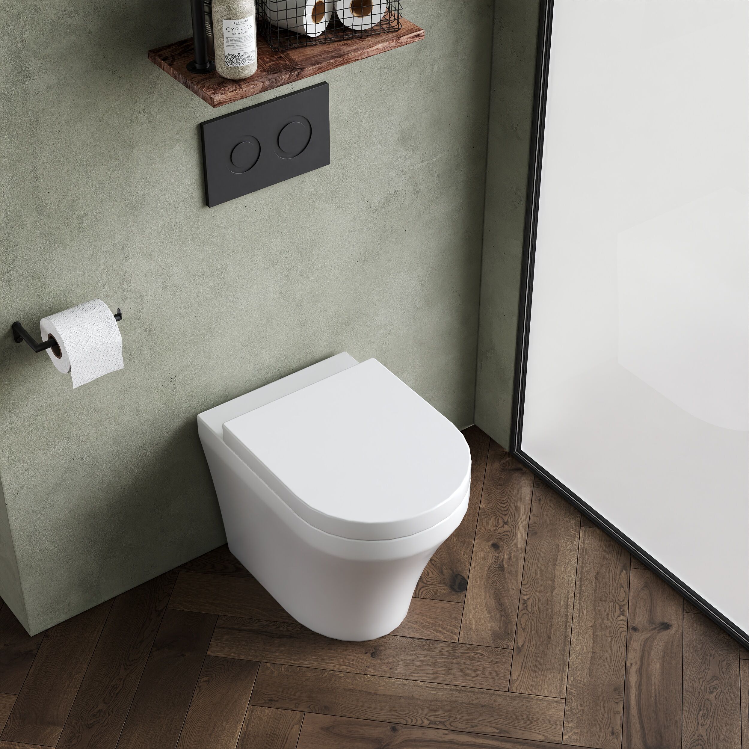 Hopwas Contemporary Round Wall Hung Toilet Pan and Soft Close Seat, 445 x 360 x 530mm - Image 3