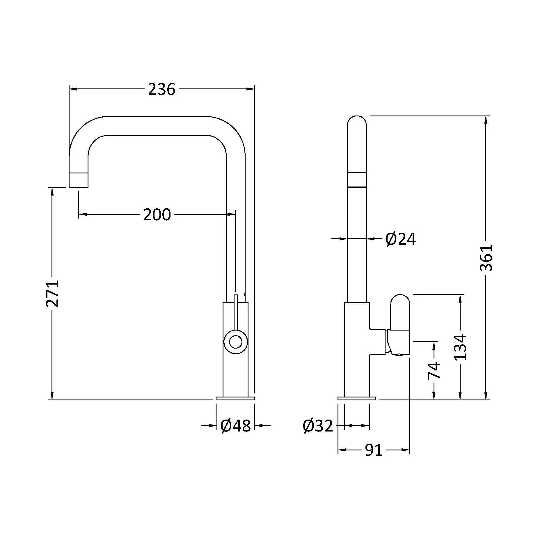 Warslow Kitchen Mono Mixer Tap - Single or Dual Lever, Choice of Colour - Image 42