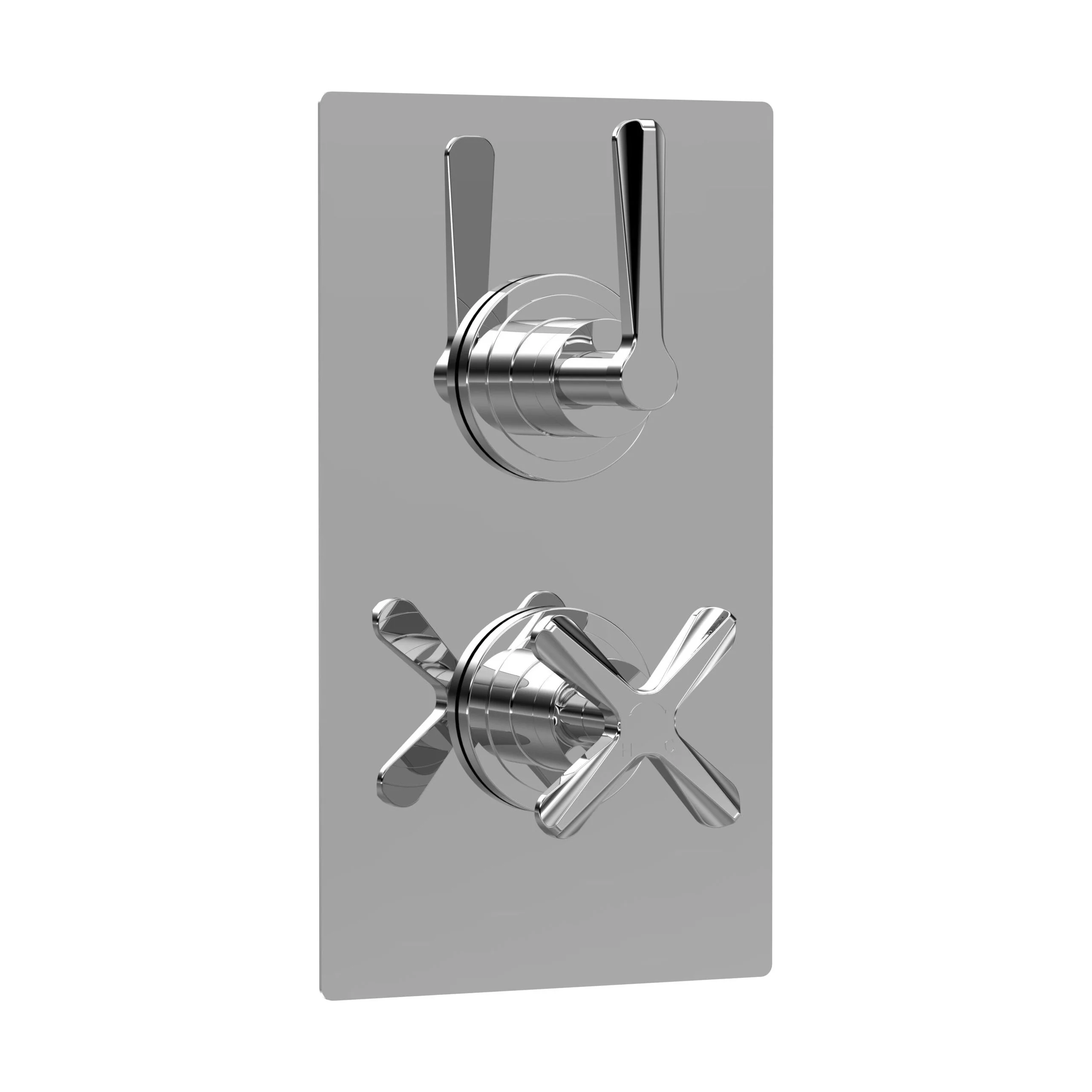 Levedale Twin Concealed Crosshead Thermostatic Shower Valve with Diverter (2 Outlets)