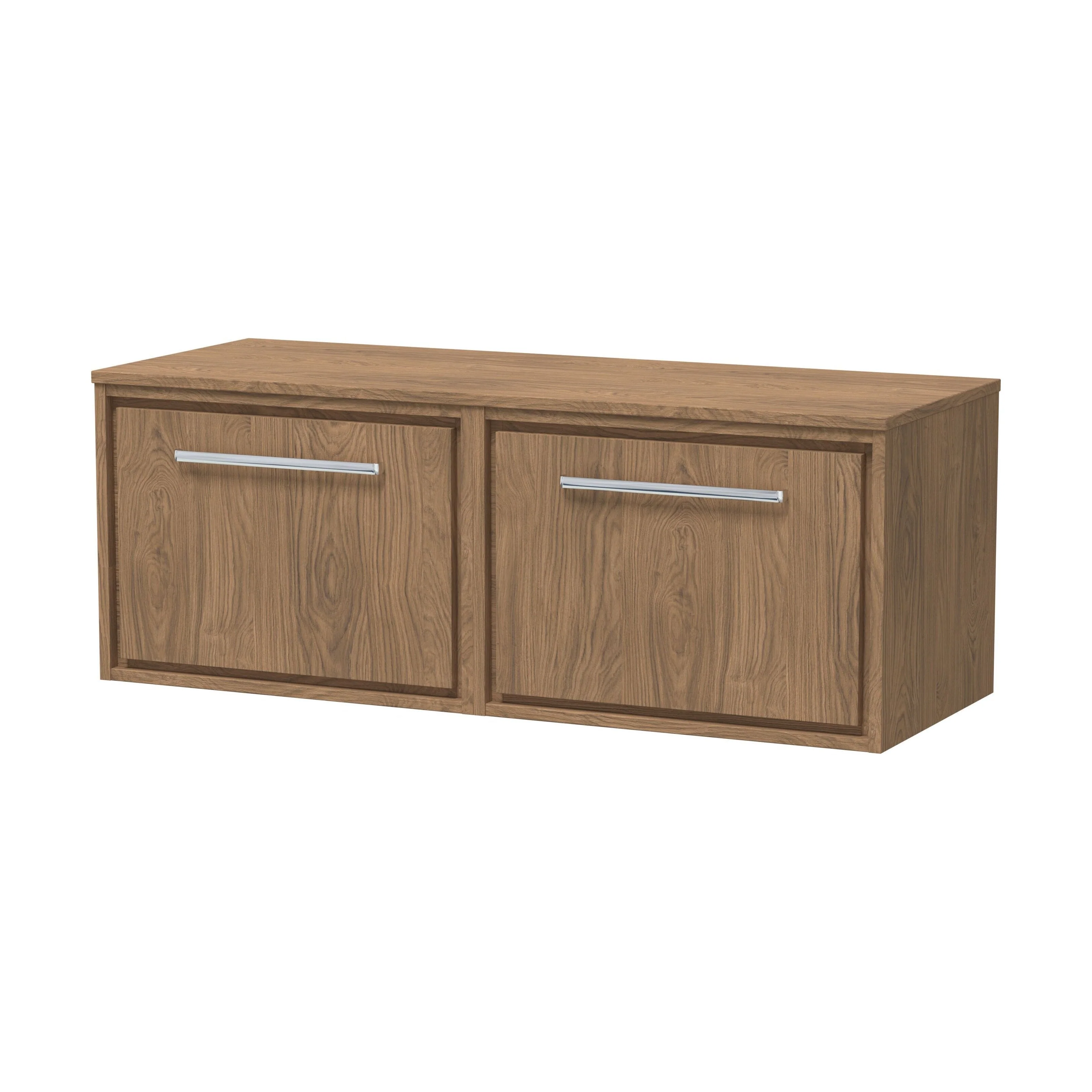 Longnor 1 Drawer Wall Hung Vanity Unit with Worktop, Antique Oak, 600mm