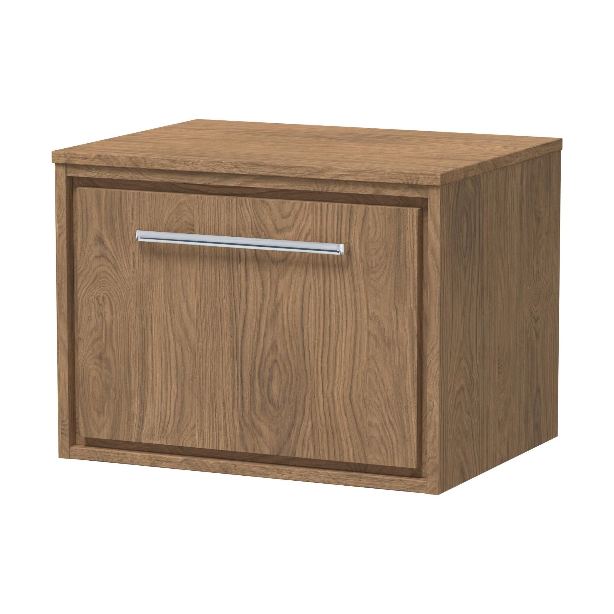 Longnor 1 Drawer Wall Hung Vanity Unit with Worktop, Antique Oak, 600mm