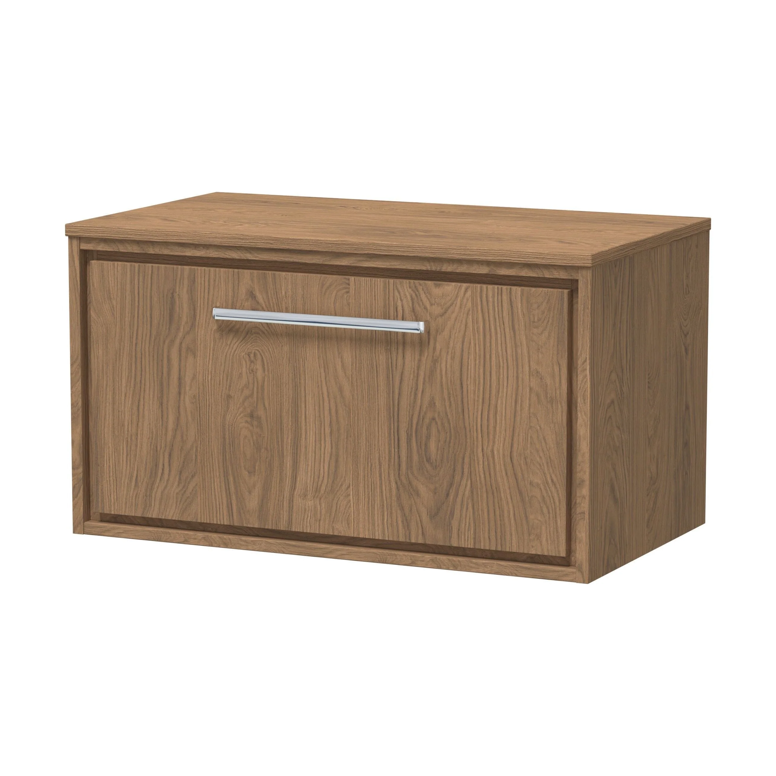 Longnor 1 Drawer Wall Hung Vanity Unit with Worktop, Antique Oak, 800mm