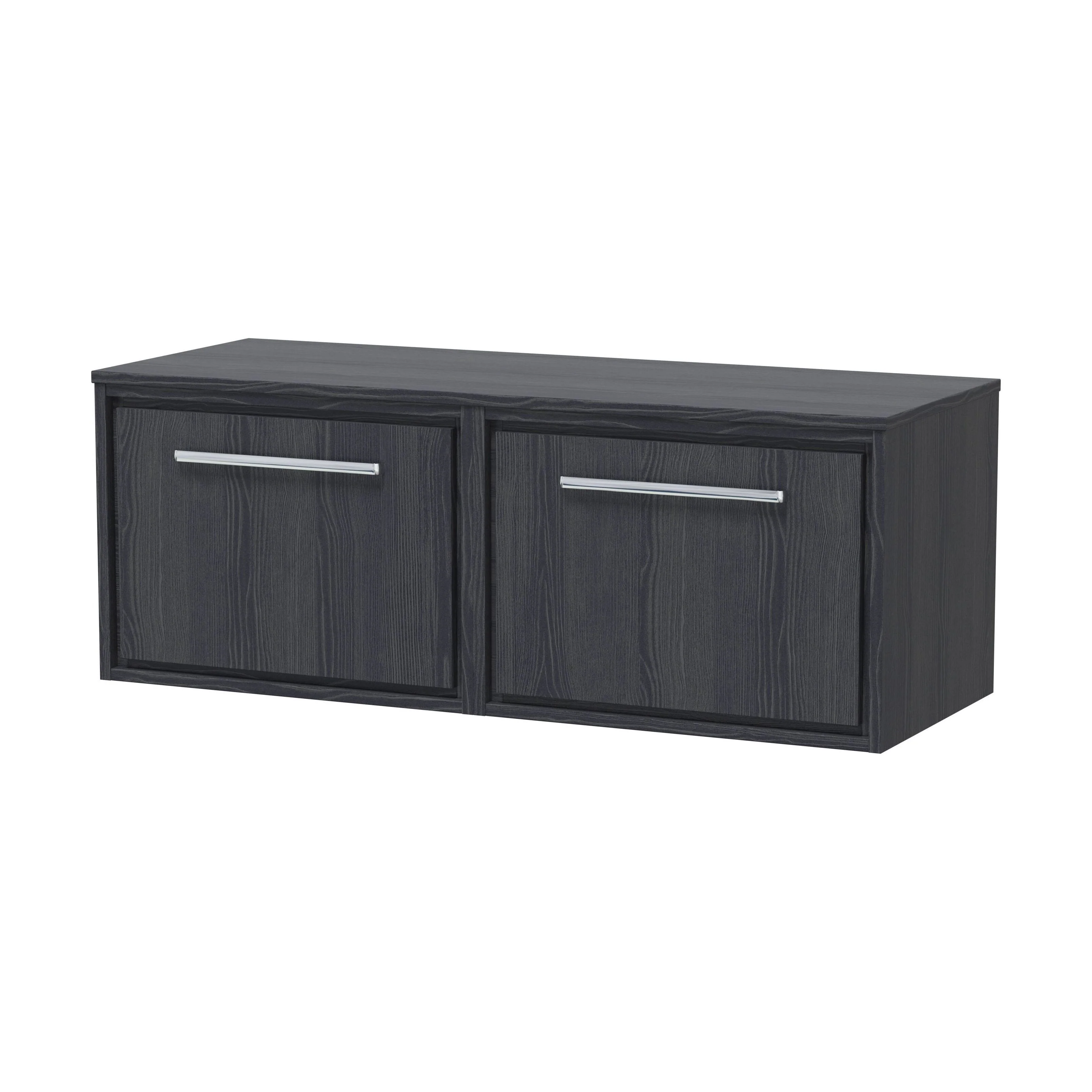Longnor 1 Drawer Wall Hung Vanity Unit with Worktop, Woodgrain Graphite Grey, 600mm