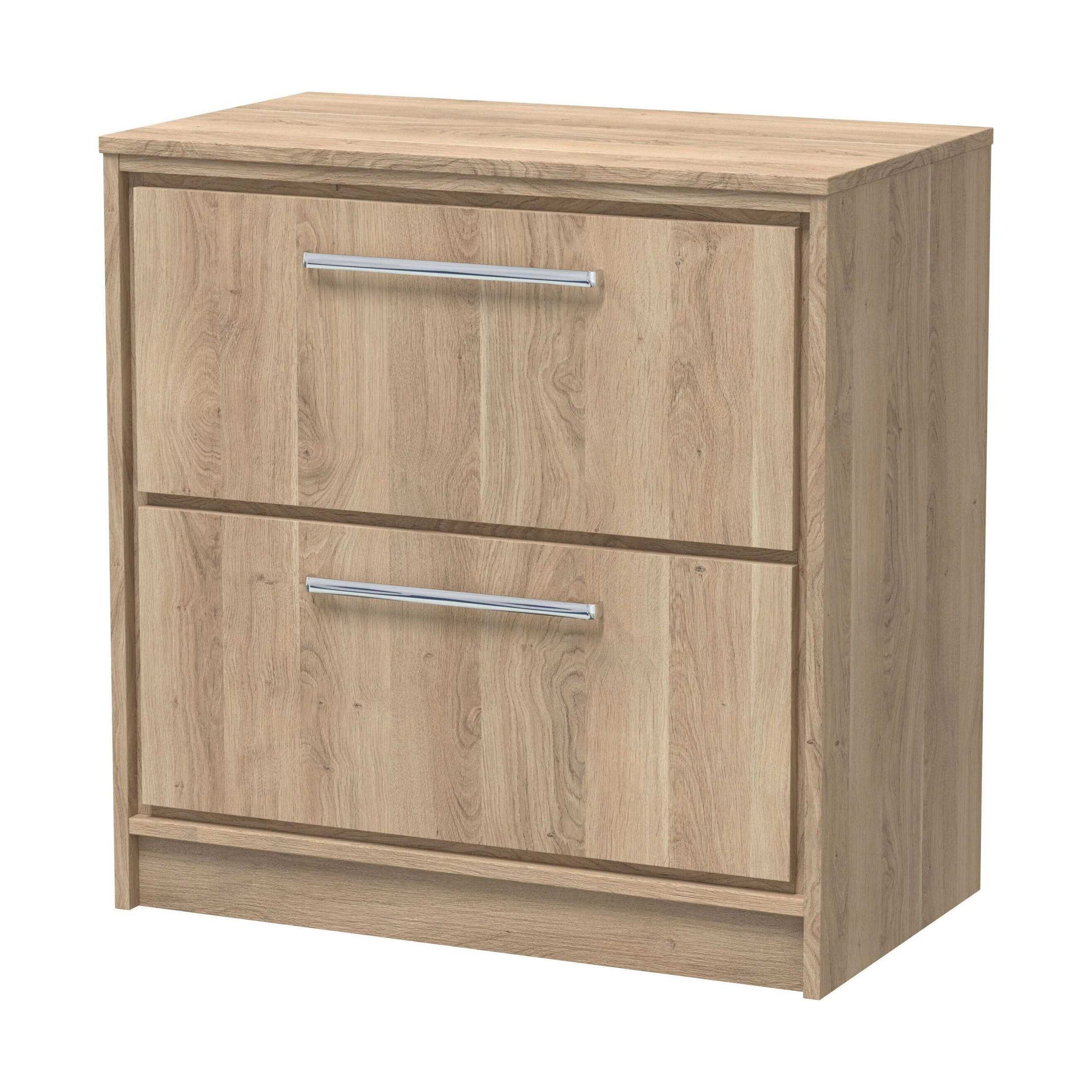 Longnor 2 Drawer Floor Standing Vanity Unit with Worktop, Light Oak, 800mm
