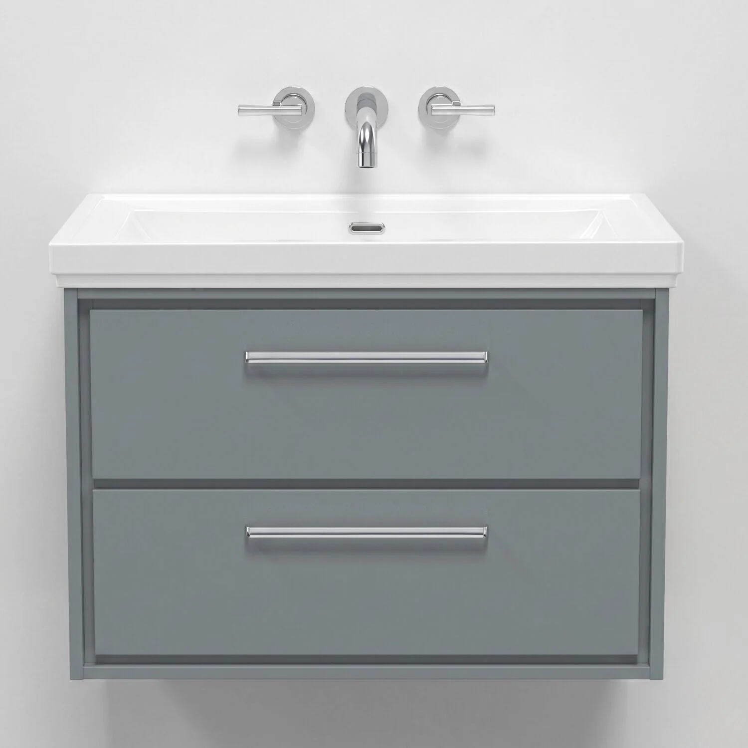 Longnor 2 Drawer Wall Hung Vanity Basin Unit with 0 Tap Hole Traditional Fireclay Basin, Choice of Size and Colour - Image 10