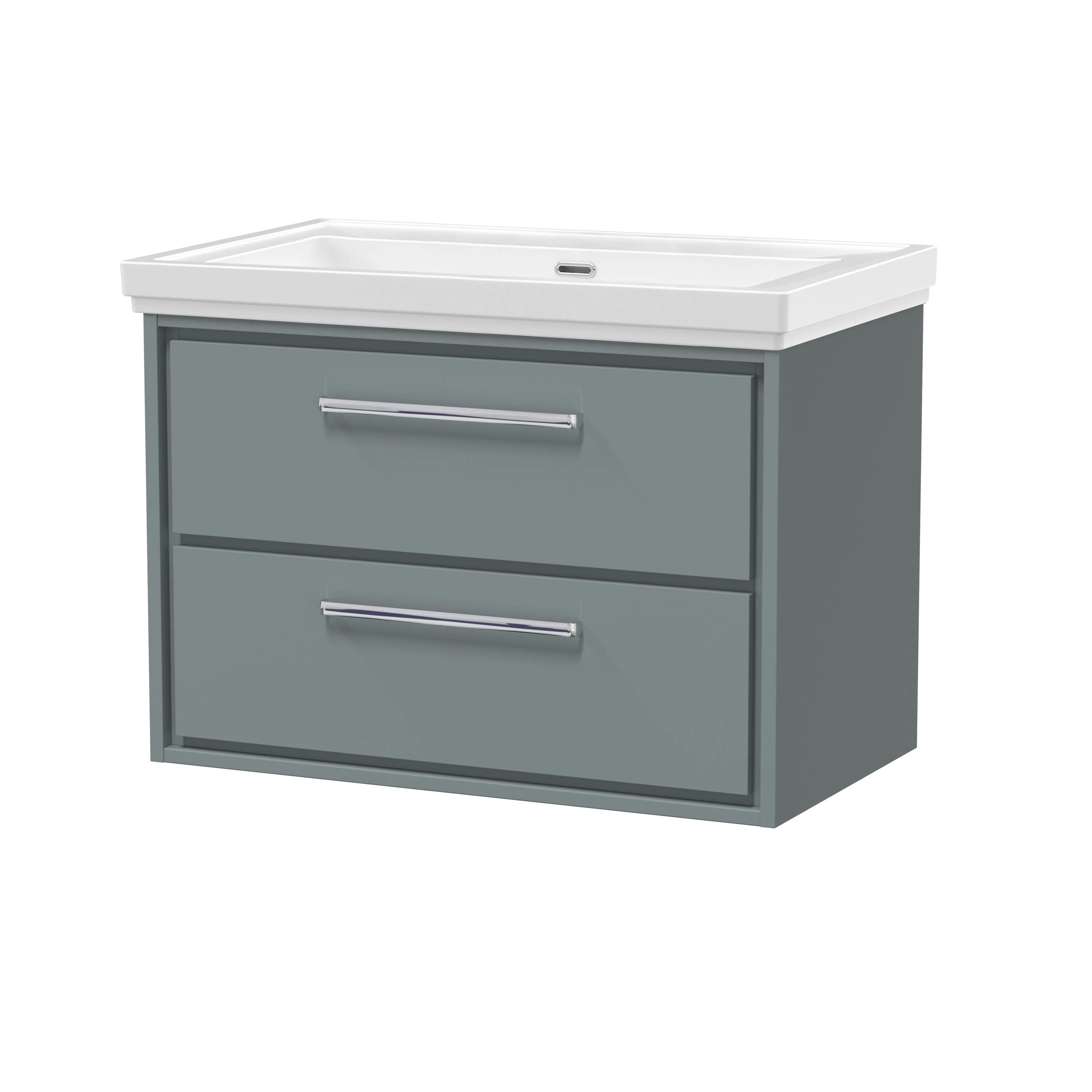 Longnor 2 Drawer Wall Hung Vanity Basin Unit with 0 Tap Hole Traditional Fireclay Basin, Choice of Size and Colour - Image 11