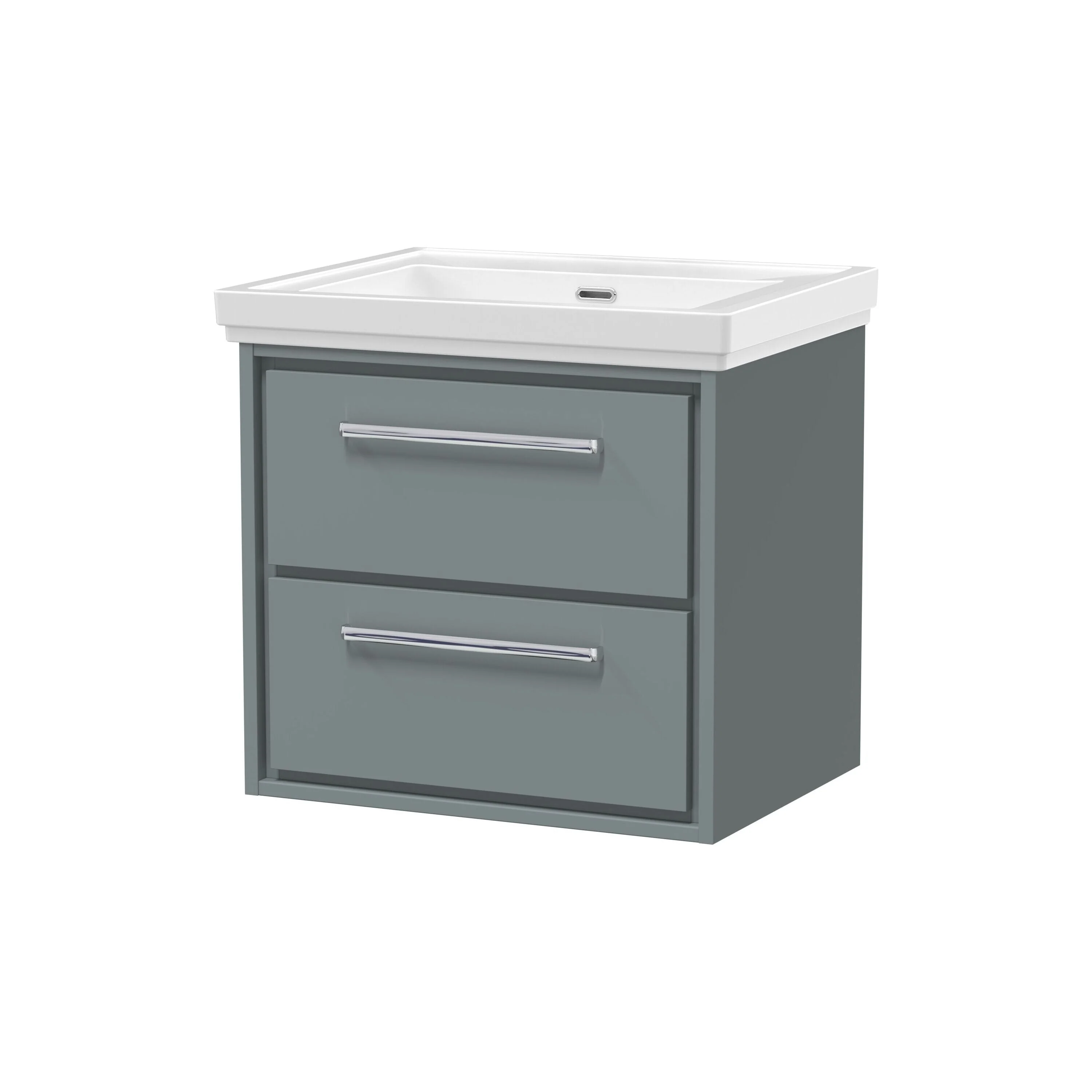 Longnor 2 Drawer Wall Hung Vanity Basin Unit with 0 Tap Hole Traditional Fireclay Basin, Choice of Size and Colour - Image 2