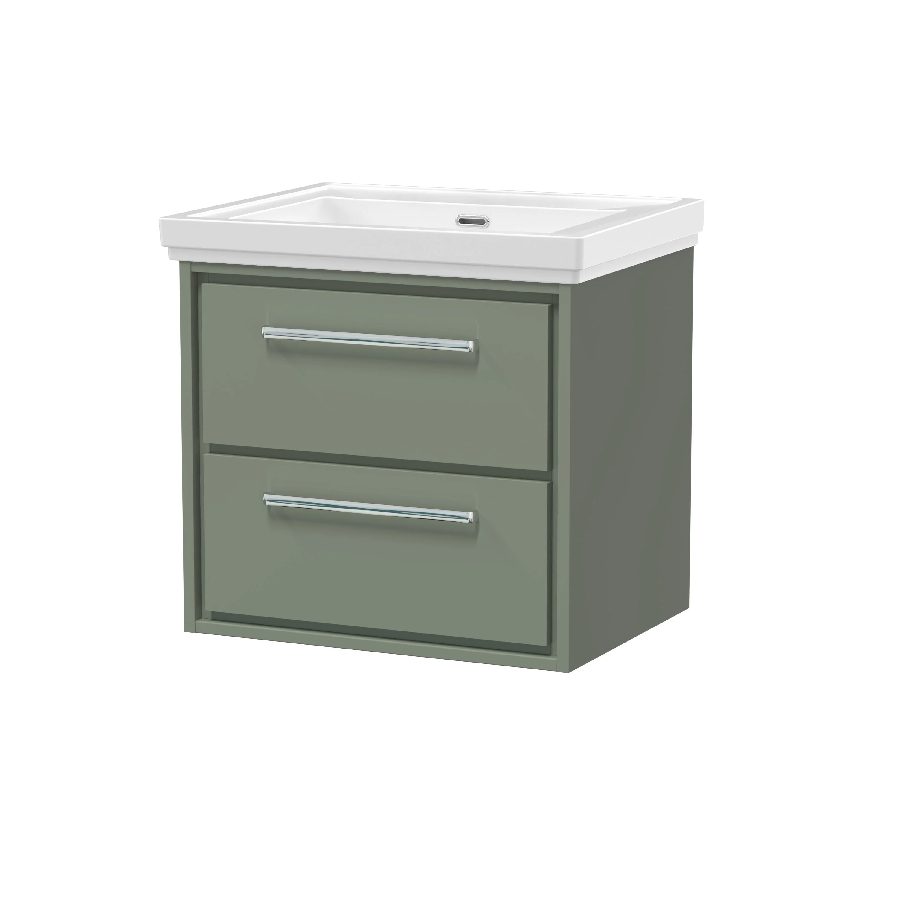 Longnor 2 Drawer Wall Hung Vanity Basin Unit with 0 Tap Hole Traditional Fireclay Basin, Choice of Size and Colour - Image 8