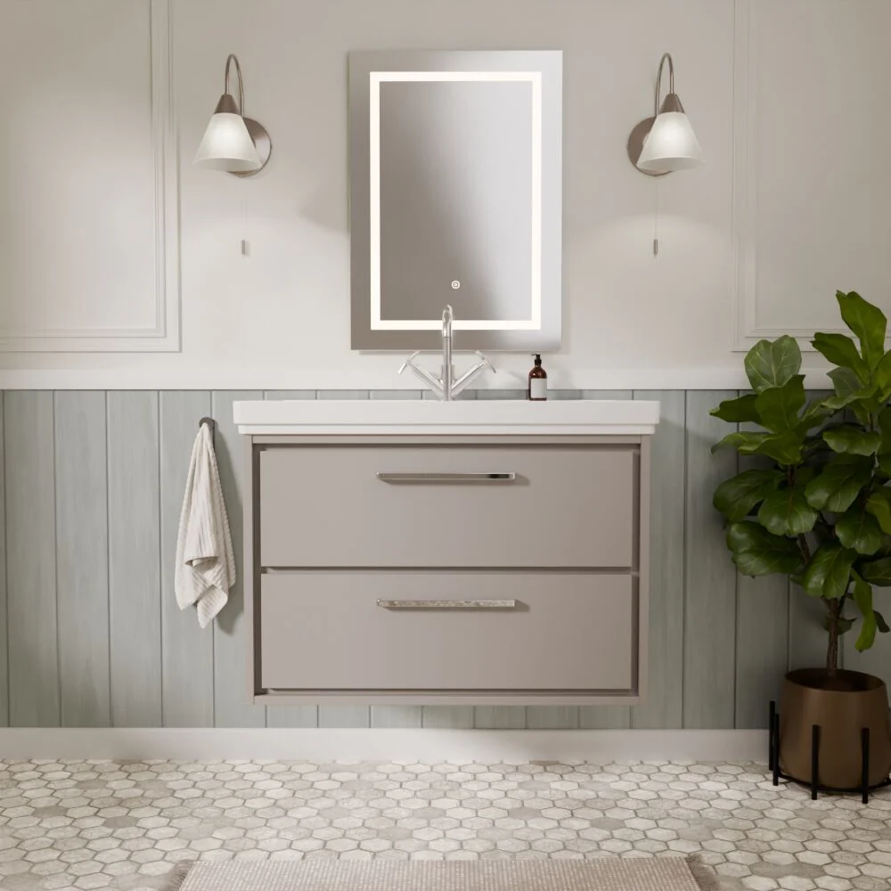 Longnor 2 Drawer Wall Hung Vanity Basin Unit with 1 Tap Hole Traditional Fireclay Basin, Choice of Size and Colour - Image 27