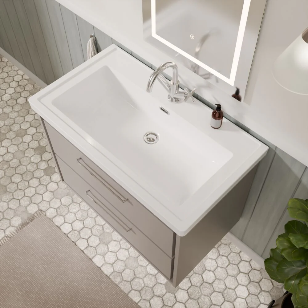 Longnor 2 Drawer Wall Hung Vanity Basin Unit with 1 Tap Hole Traditional Fireclay Basin, Choice of Size and Colour - Image 28