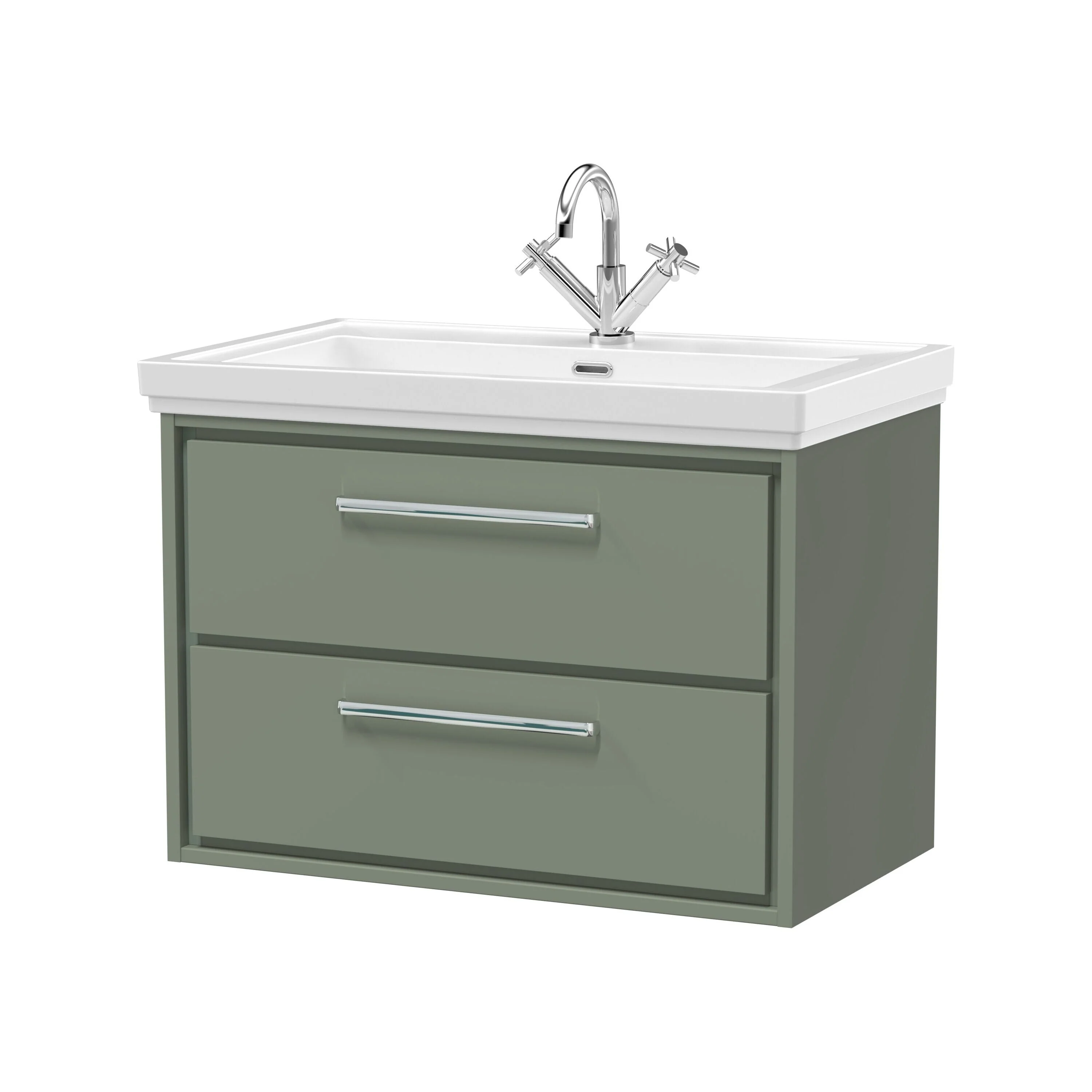 Longnor 2 Drawer Wall Hung Vanity Basin Unit with 1 Tap Hole Traditional Fireclay Basin, Choice of Size and Colour - Image 32