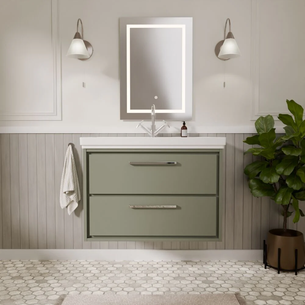 Longnor 2 Drawer Wall Hung Vanity Basin Unit with 1 Tap Hole Traditional Fireclay Basin, Choice of Size and Colour - Image 33