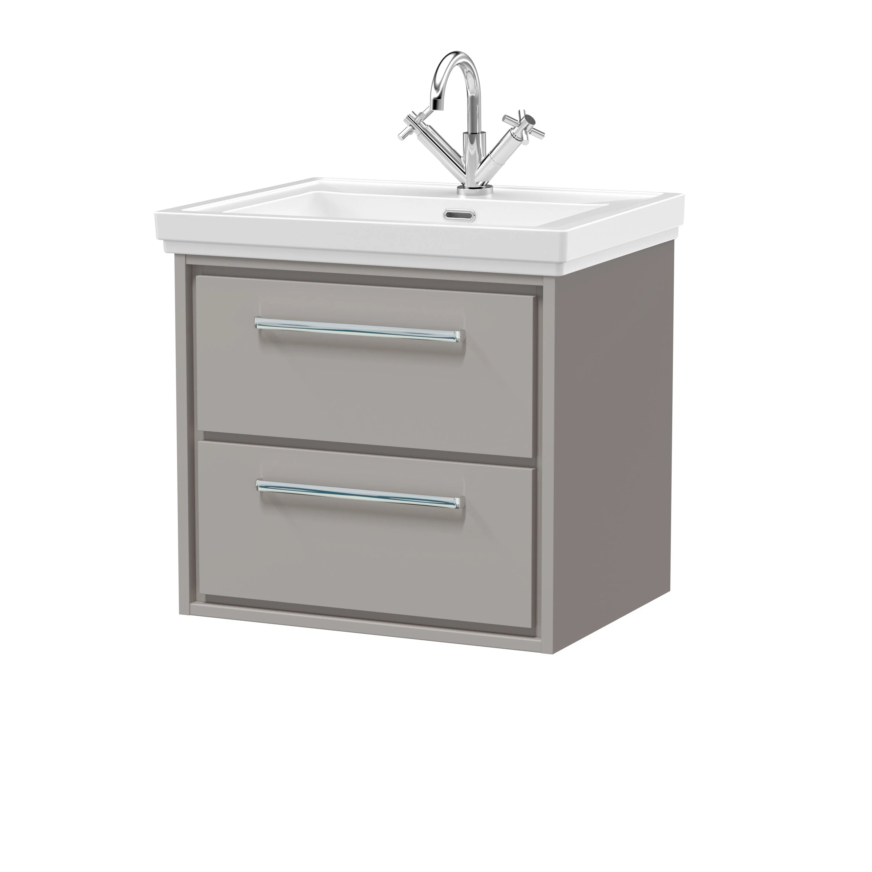 Longnor 2 Drawer Wall Hung Vanity Basin Unit with 1 Tap Hole Traditional Fireclay Basin, Choice of Size and Colour - Image 8