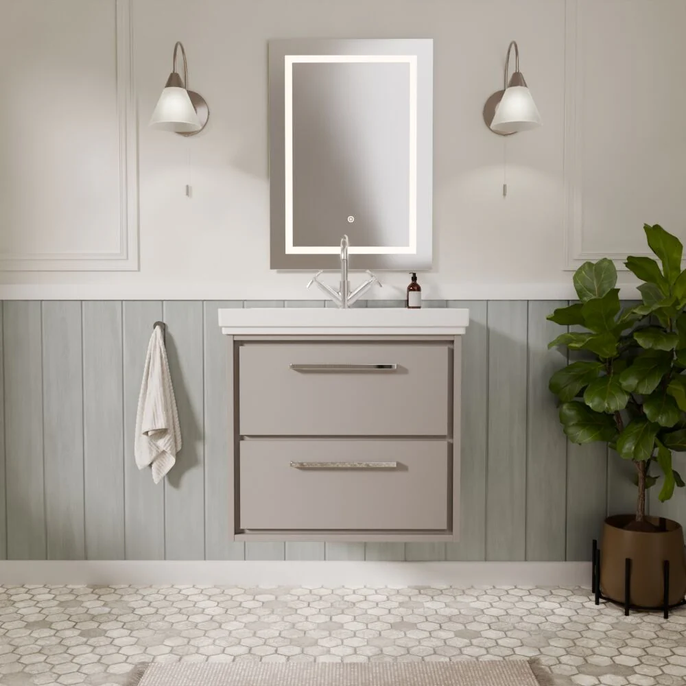 Longnor 2 Drawer Wall Hung Vanity Basin Unit with 1 Tap Hole Traditional Fireclay Basin, Choice of Size and Colour - Image 9