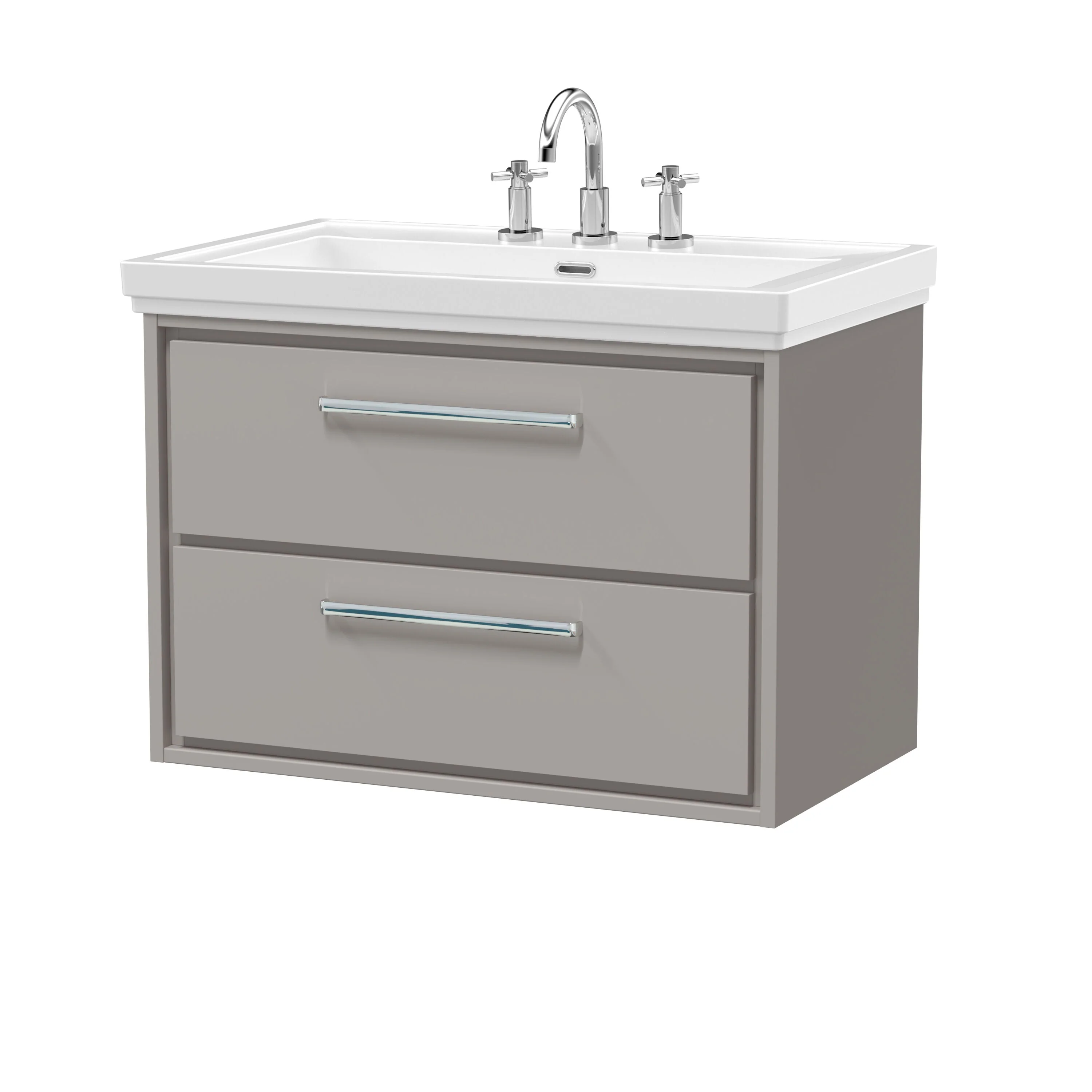 Longnor 2 Drawer Wall Hung Vanity Basin Unit with 3 Tap Hole Traditional Fireclay Basin, Choice of Size and Colour - Image 14