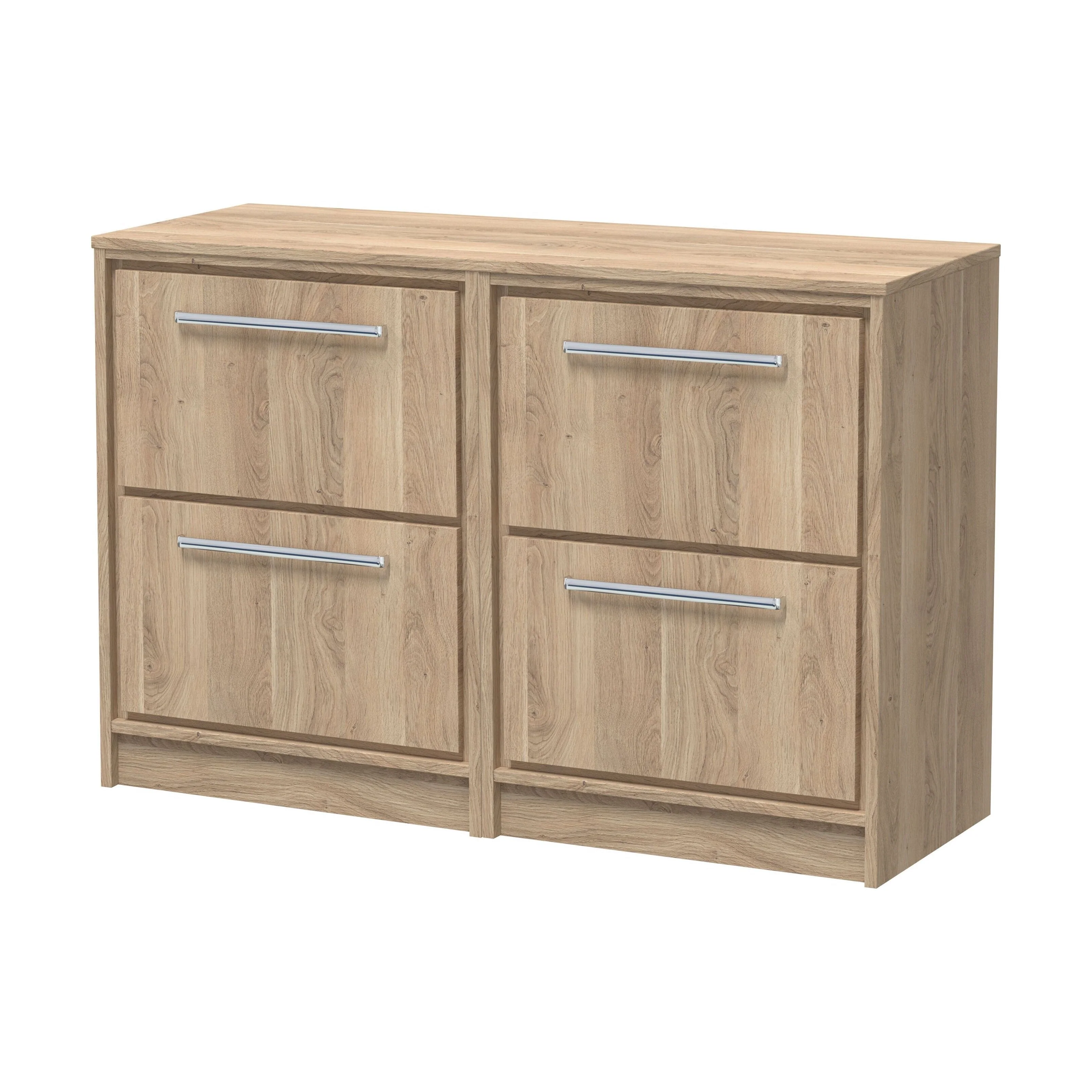 Longnor 4 Drawer Floor Standing Vanity Unit with Worktop, Light Oak, 600mm