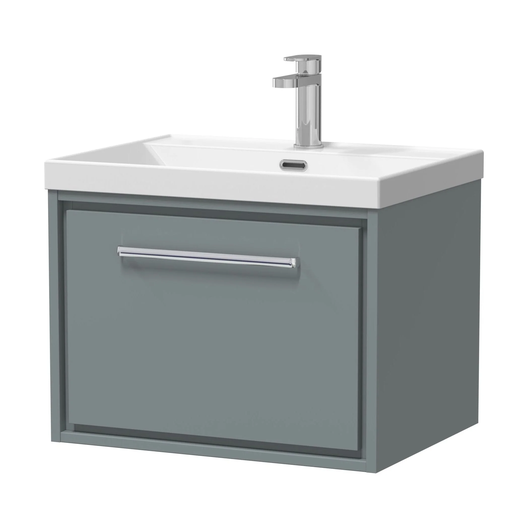 Longnor Modern Bathroom 1 Soft Close Drawer Wall Hung Vanity Unit & Rectangular Basin, Choice of Size and Colour - Image 2