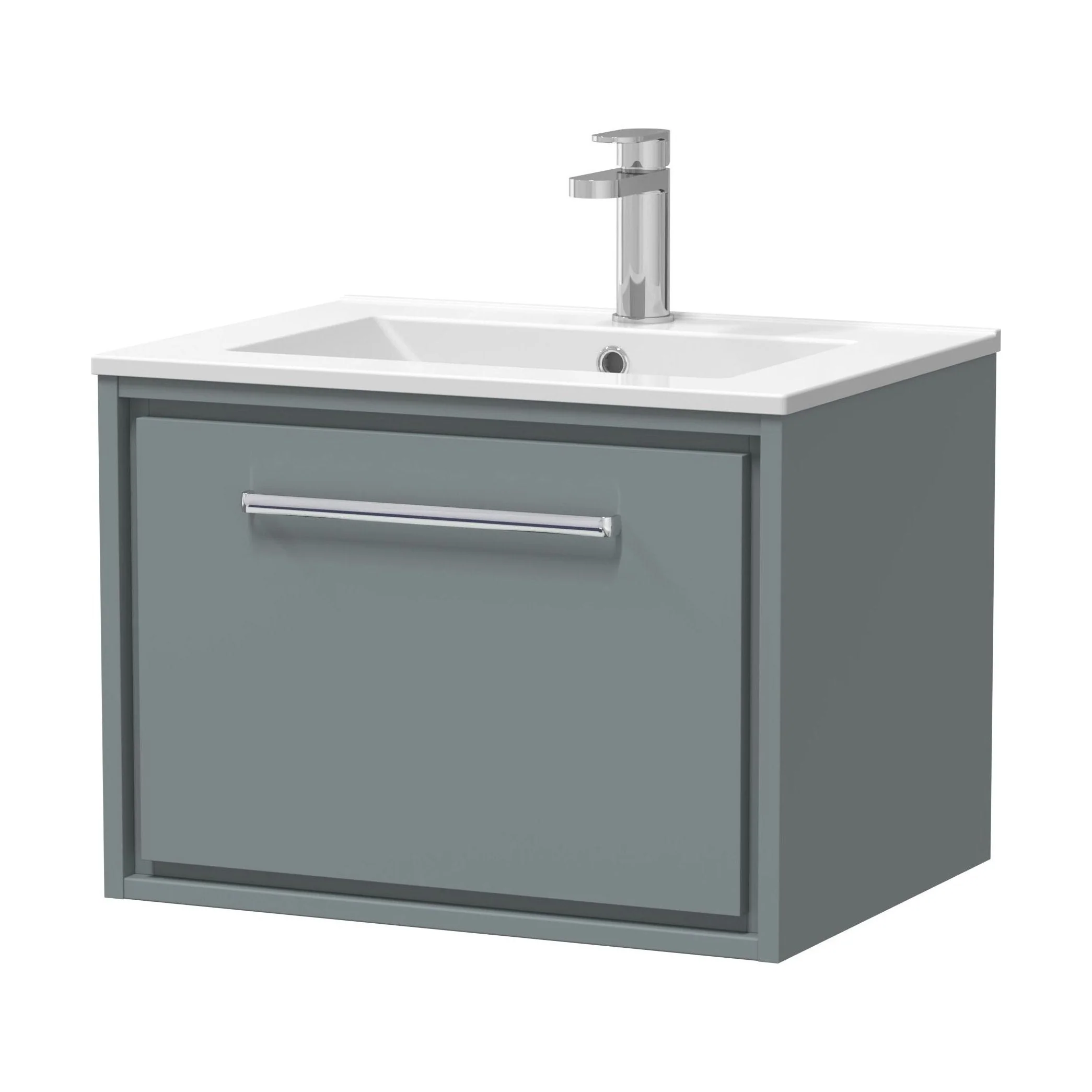 Longnor Modern Bathroom Wall Hung Single Drawer Vanity Unit & Basin, Choice of Size and Colour - Image 2