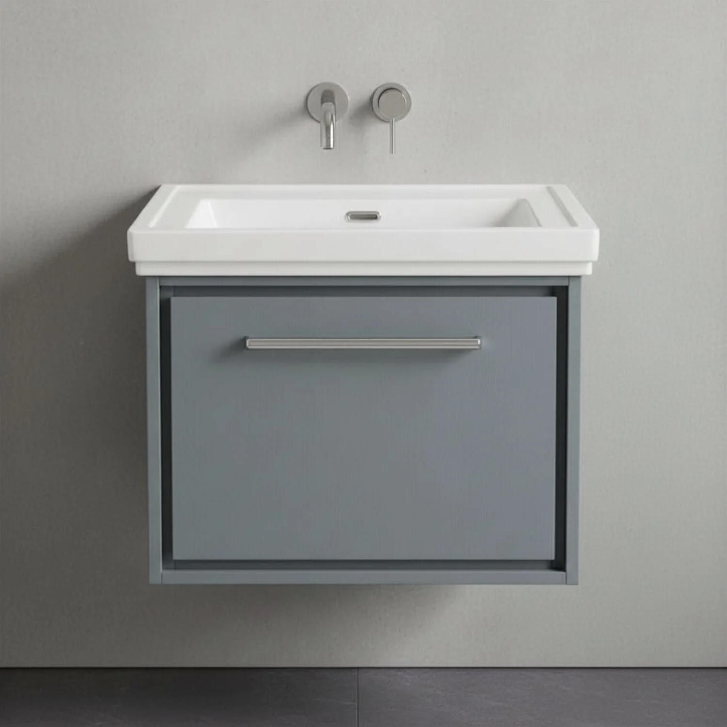 Longnor Single Drawer Wall Hung Vanity Basin Unit with 0 Tap Hole Traditional Fireclay Basin, Choice of Size and Colour