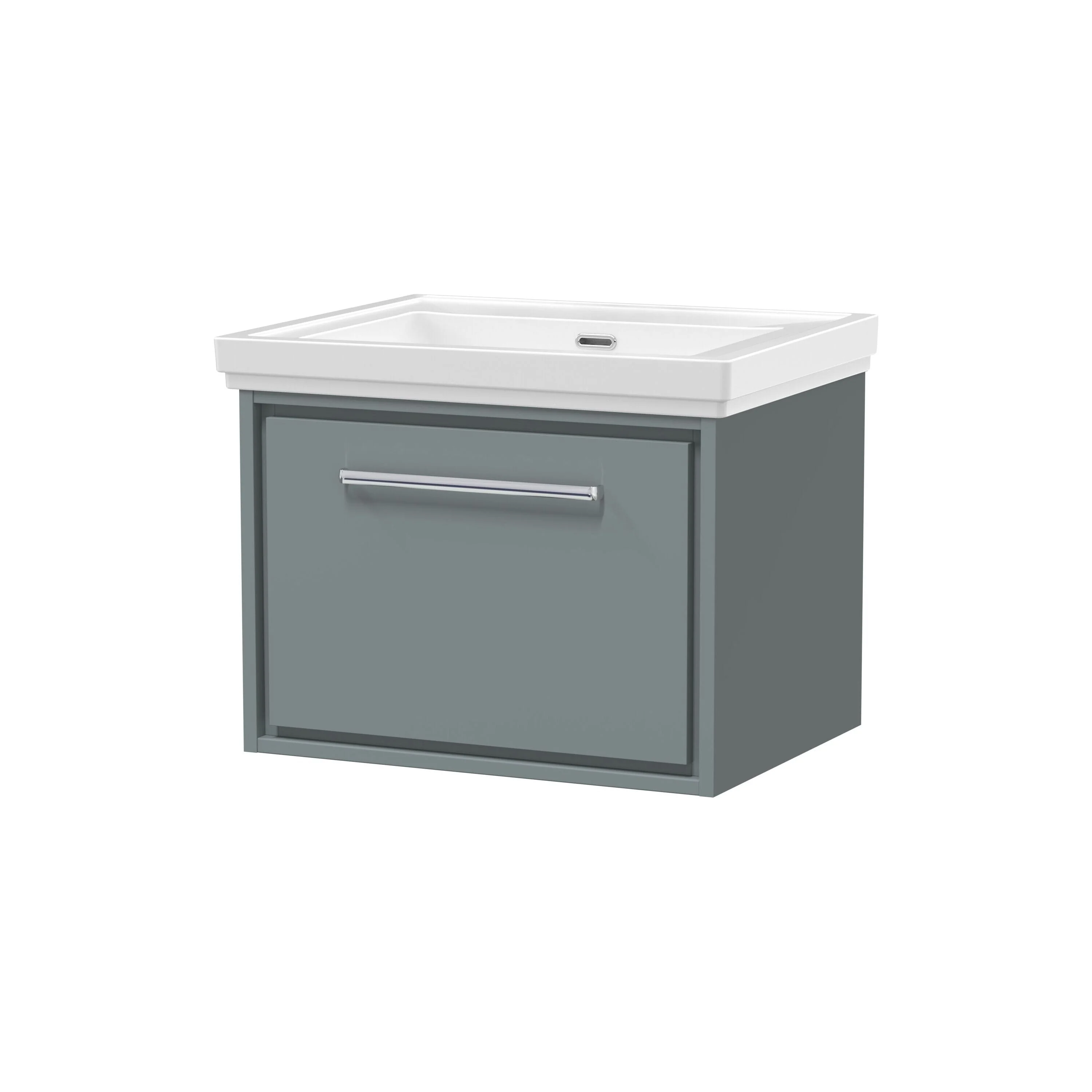 Longnor Single Drawer Wall Hung Vanity Basin Unit with 0 Tap Hole Traditional Fireclay Basin, Choice of Size and Colour - Image 2