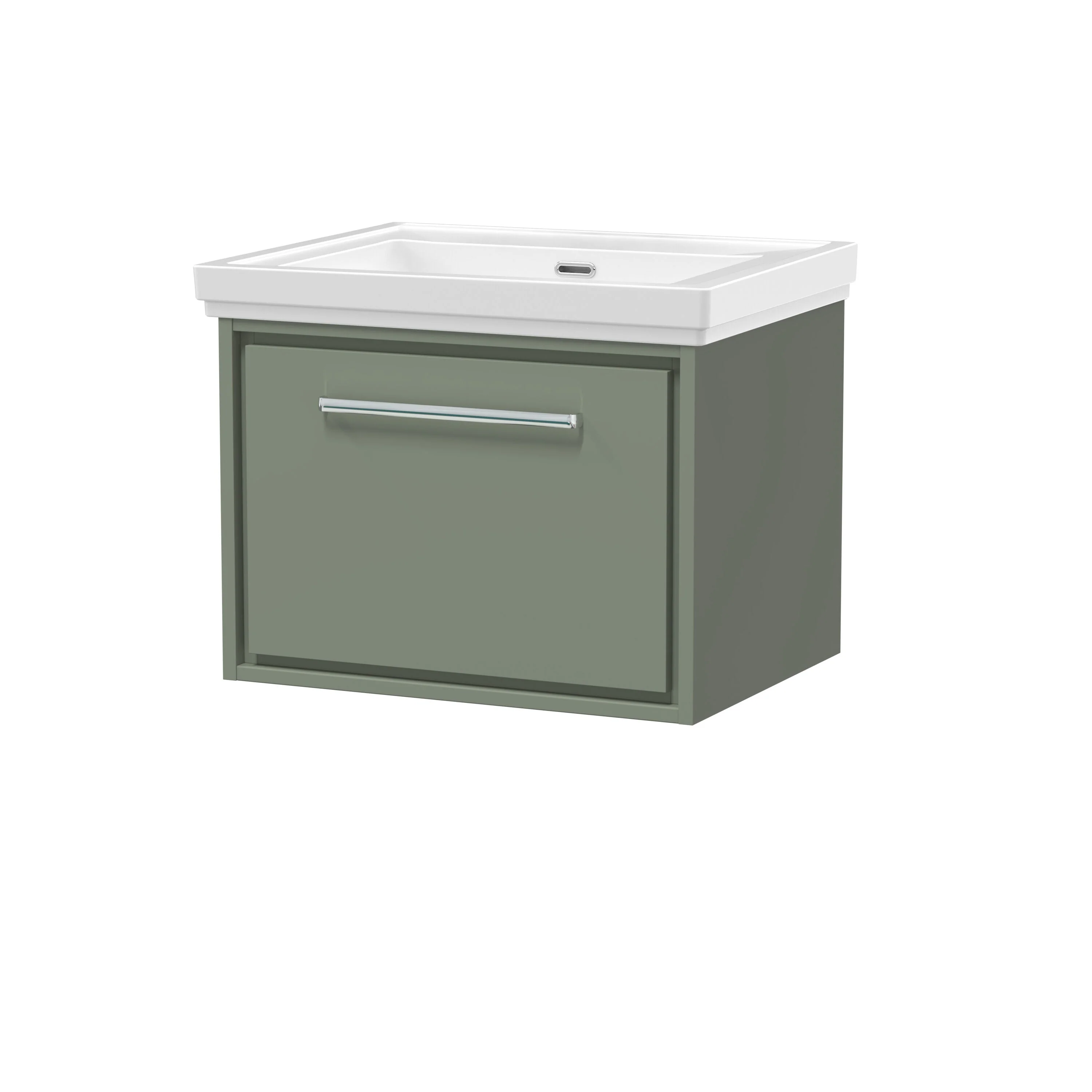 Longnor Single Drawer Wall Hung Vanity Basin Unit with 0 Tap Hole Traditional Fireclay Basin, Choice of Size and Colour - Image 8