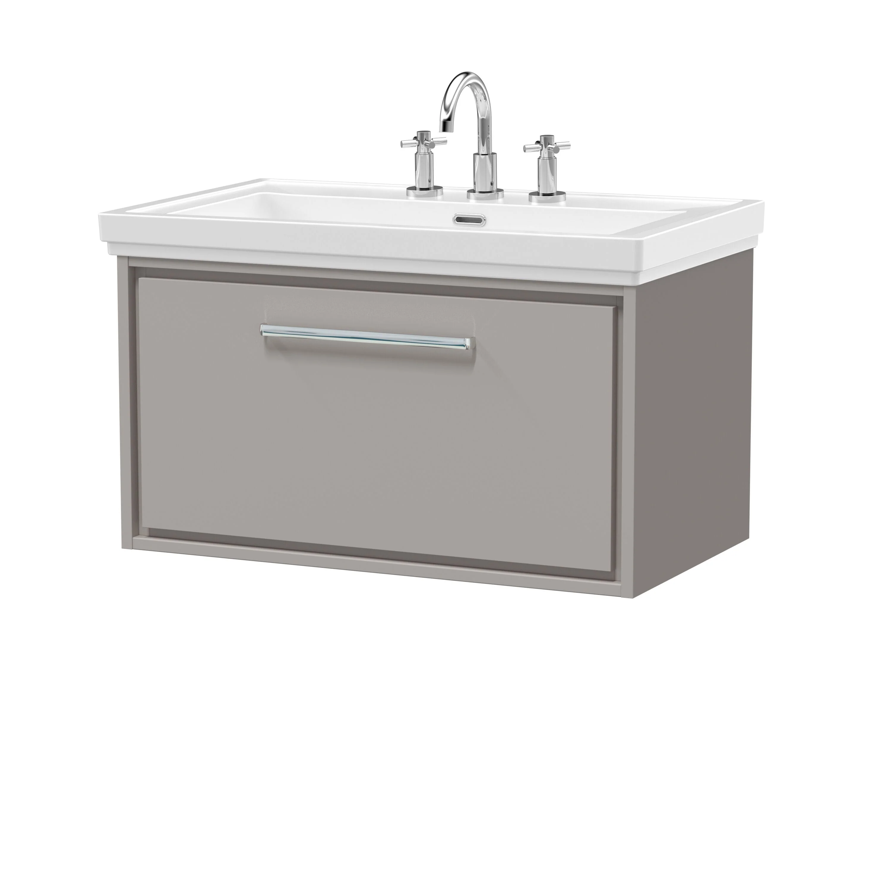 Longnor Single Drawer Wall Hung Vanity Basin Unit with 3 Tap Hole Traditional Fireclay Basin, Choice of Size and Colour - Image 13