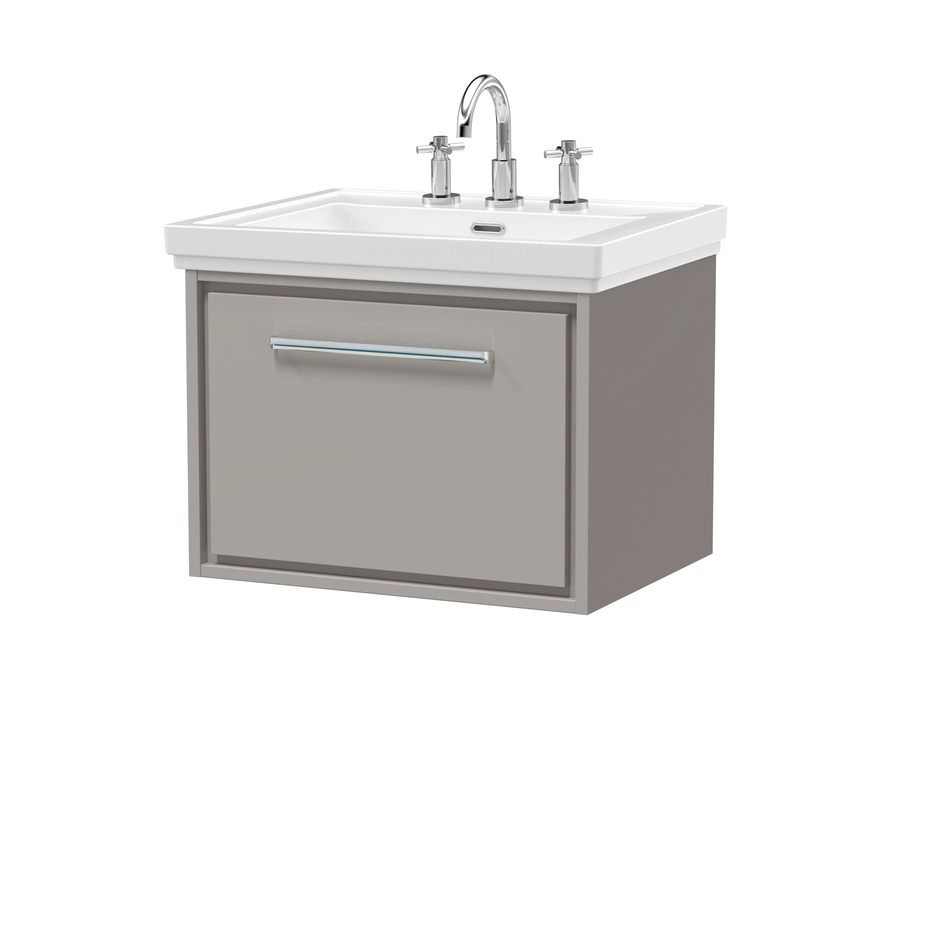 Longnor Single Drawer Wall Hung Vanity Basin Unit with 3 Tap Hole Traditional Fireclay Basin, Choice of Size and Colour - Image 5