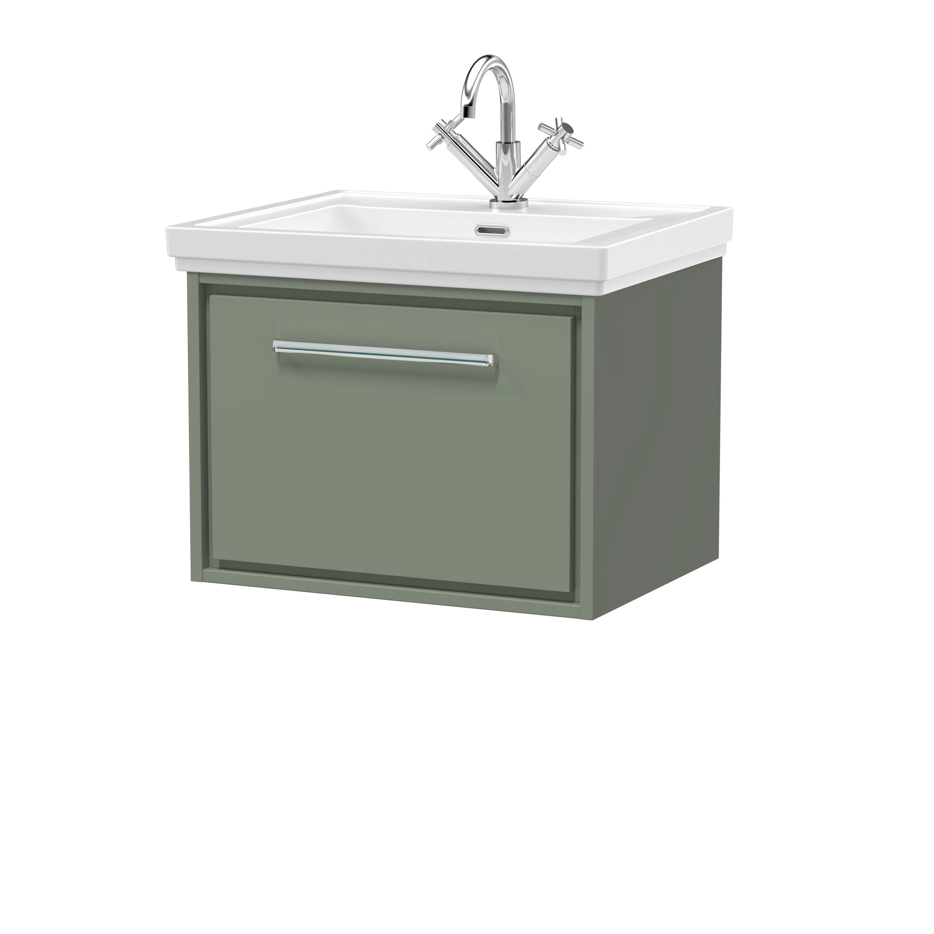 Longnor Single Drawer Wall Hung Vanity Basin Unit with 1 Tap Hole Traditional Fireclay Basin, Choice of Colour and Size - Image 13