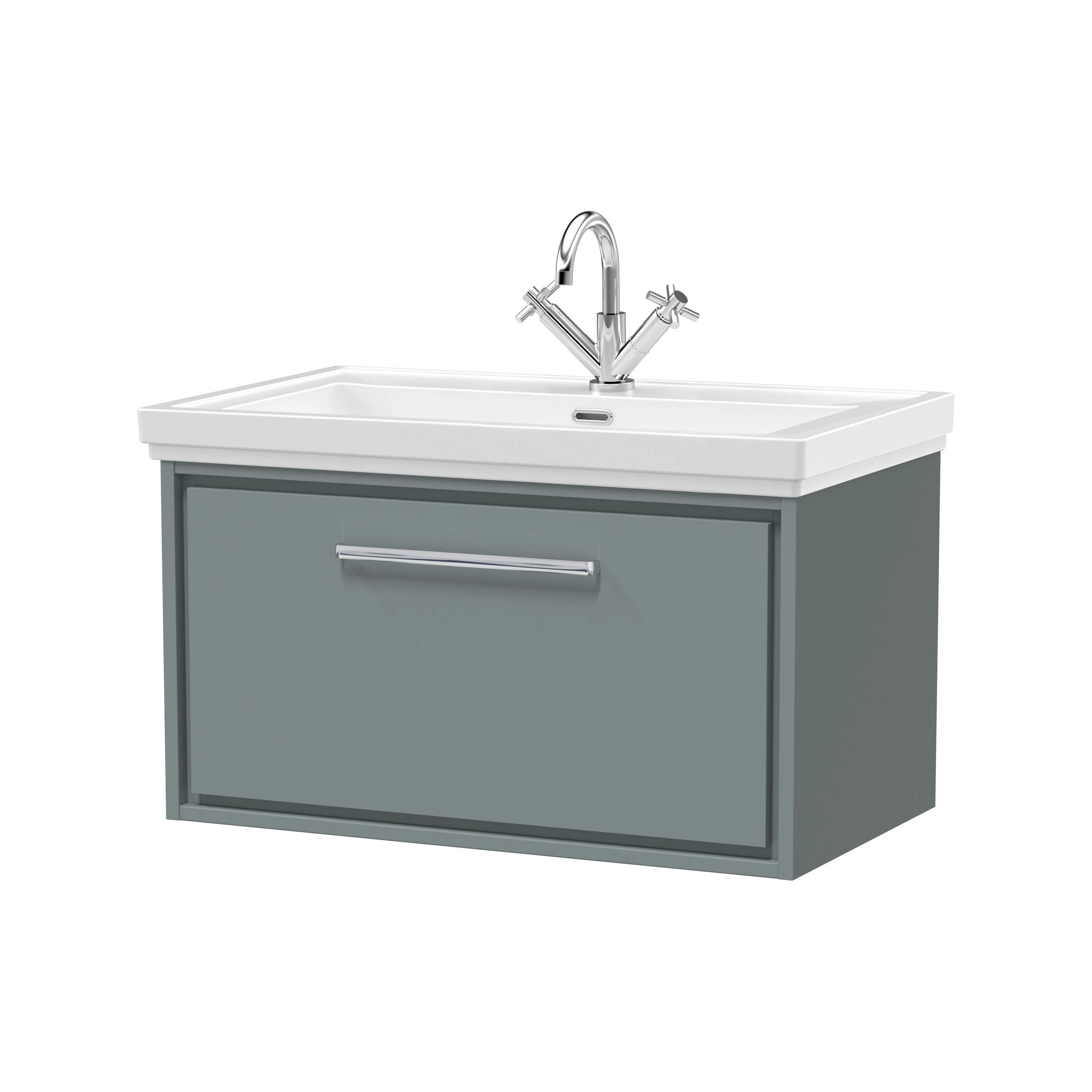 Longnor Single Drawer Wall Hung Vanity Basin Unit with 1 Tap Hole Traditional Fireclay Basin, Choice of Colour and Size - Image 19