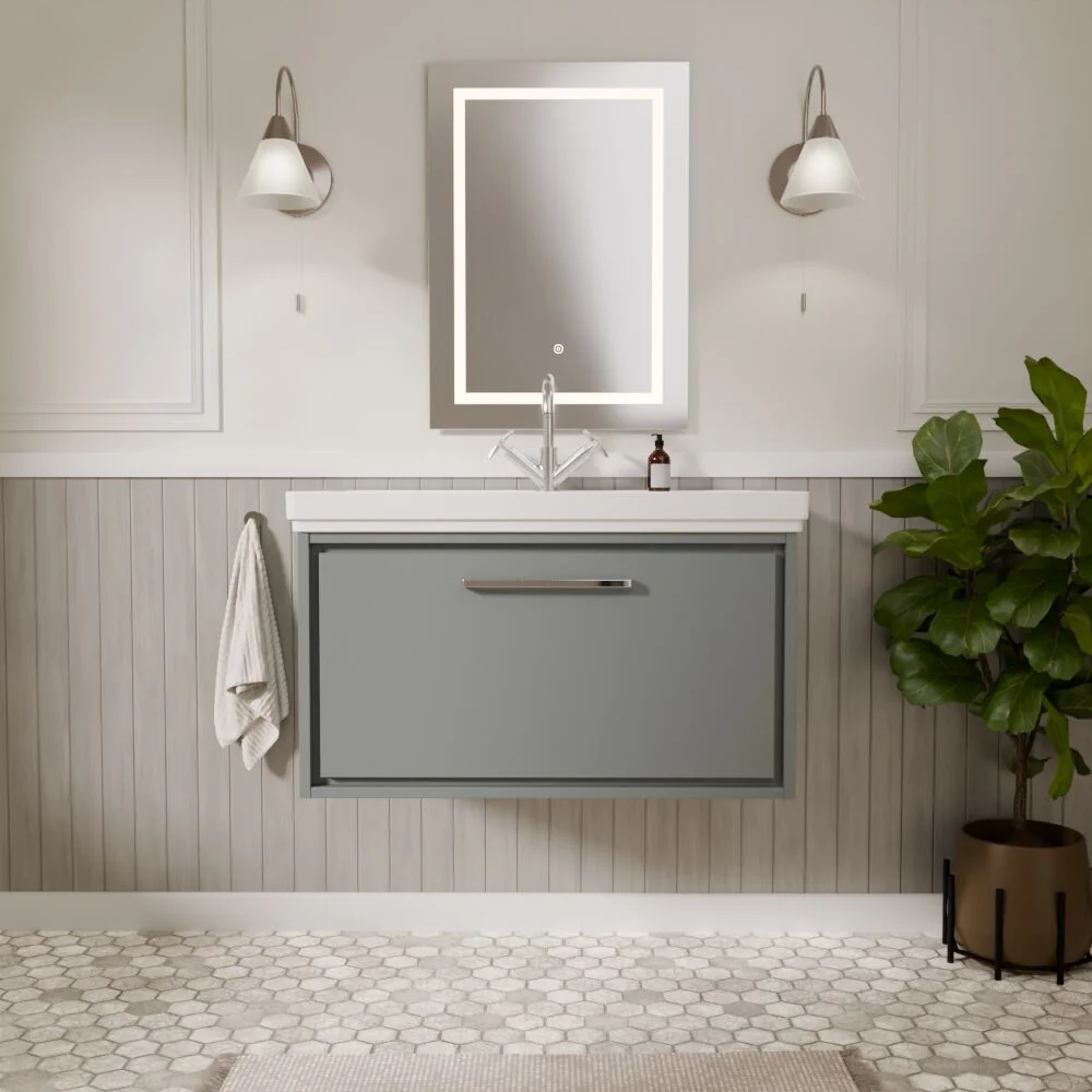 Longnor Single Drawer Wall Hung Vanity Basin Unit with 1 Tap Hole Traditional Fireclay Basin, Choice of Colour and Size - Image 20