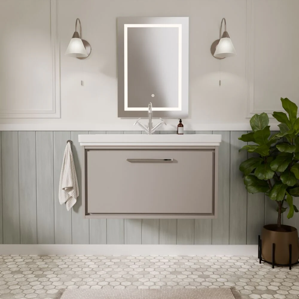 Longnor Single Drawer Wall Hung Vanity Basin Unit with 1 Tap Hole Traditional Fireclay Basin, Choice of Colour and Size - Image 26