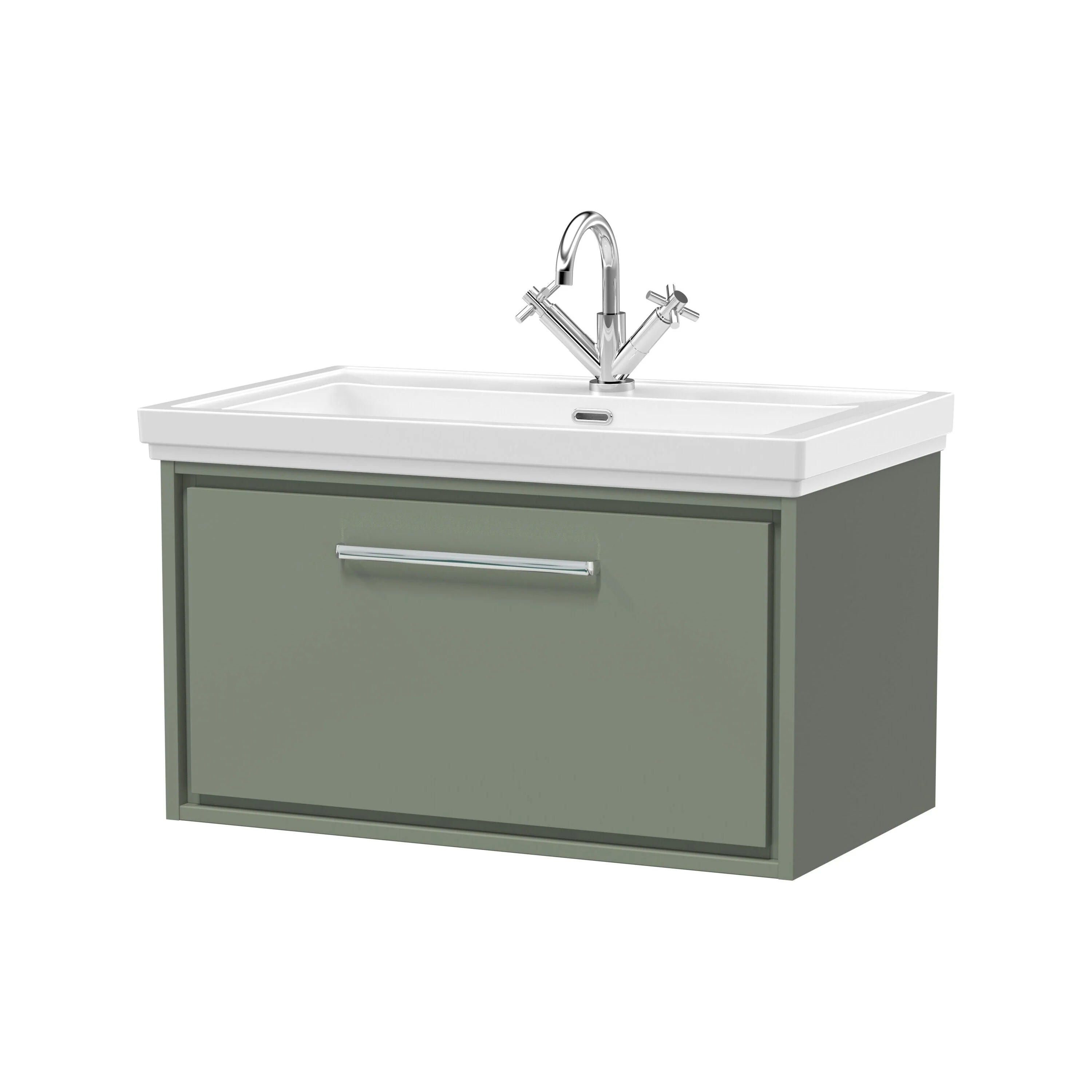 Longnor Single Drawer Wall Hung Vanity Basin Unit with 1 Tap Hole Traditional Fireclay Basin, Choice of Colour and Size - Image 31