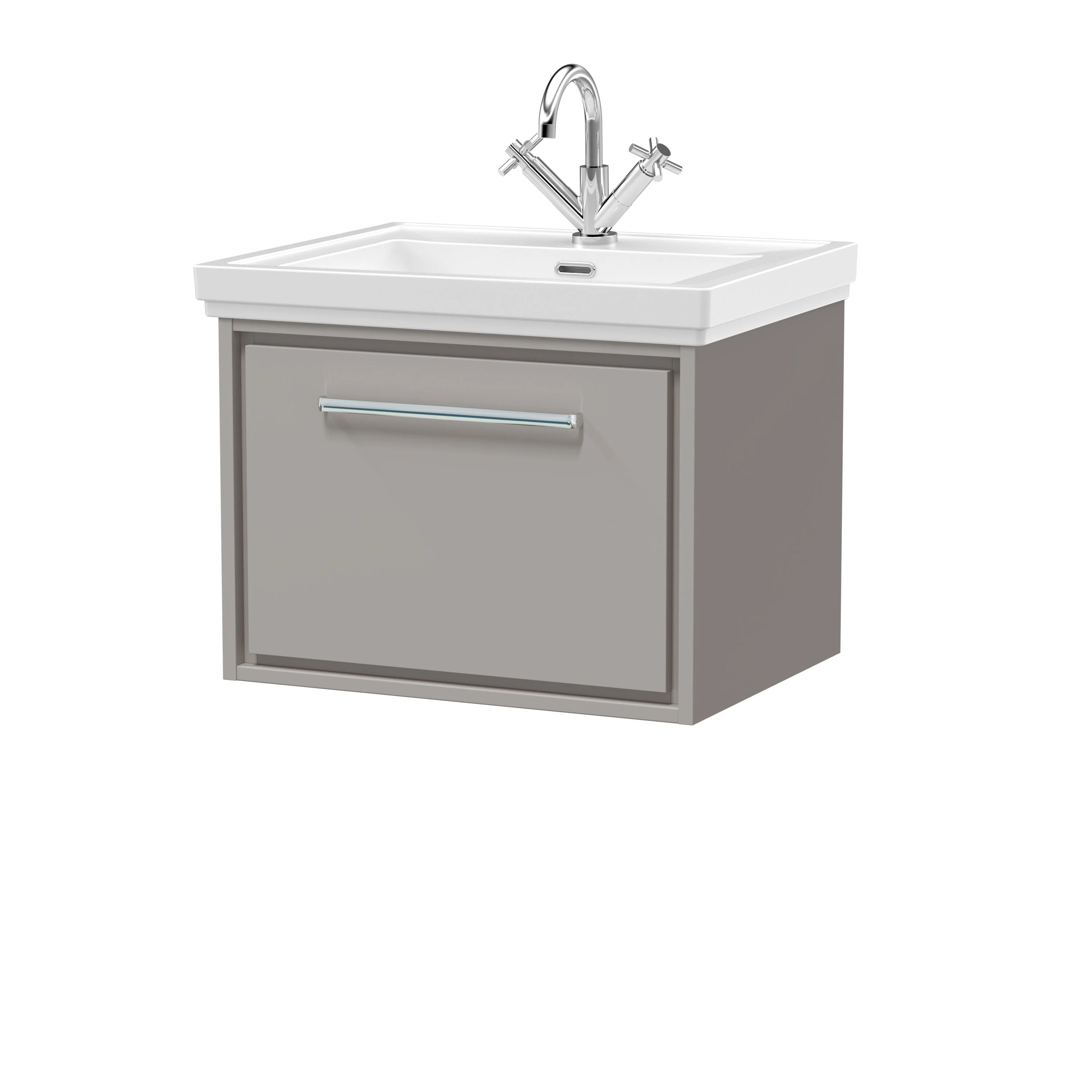 Longnor Single Drawer Wall Hung Vanity Basin Unit with 1 Tap Hole Traditional Fireclay Basin, Choice of Colour and Size - Image 8