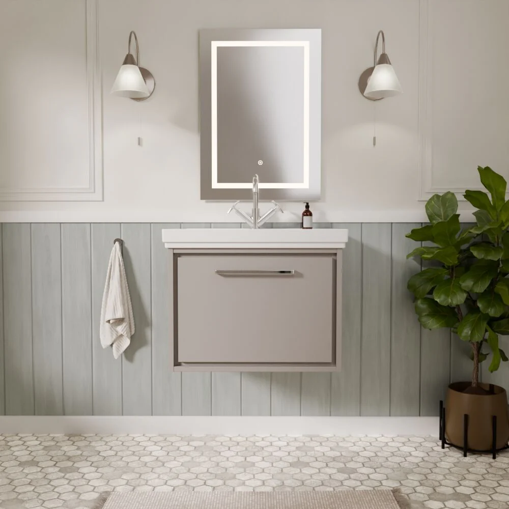 Longnor Single Drawer Wall Hung Vanity Basin Unit with 1 Tap Hole Traditional Fireclay Basin, Choice of Colour and Size - Image 9