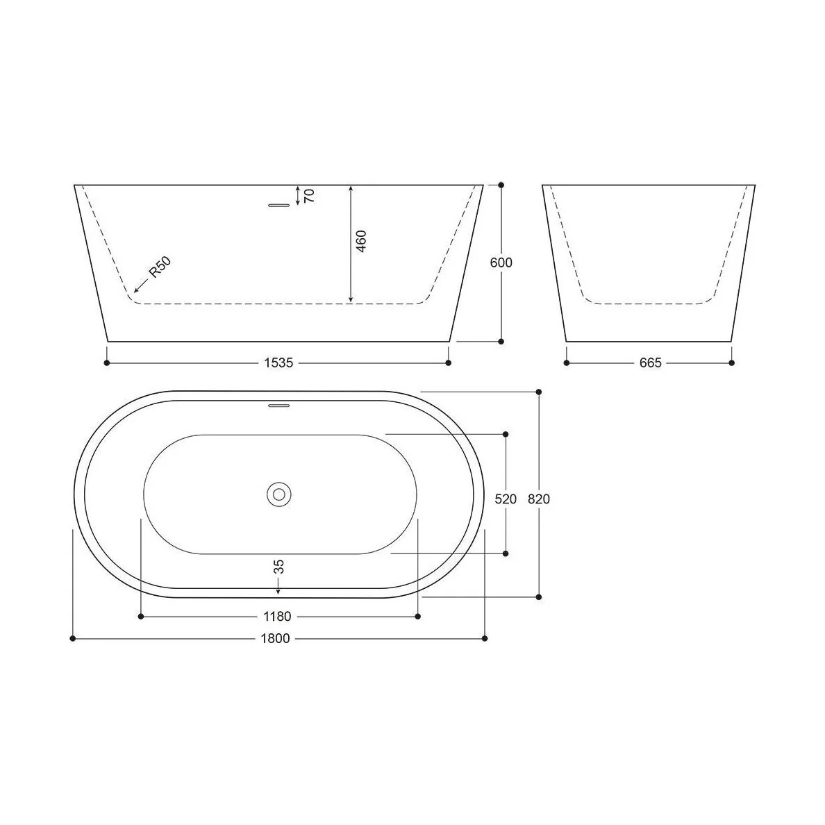 Luxury Modern Freestanding Oval Bath - Choice of Finish & Size - Image 20
