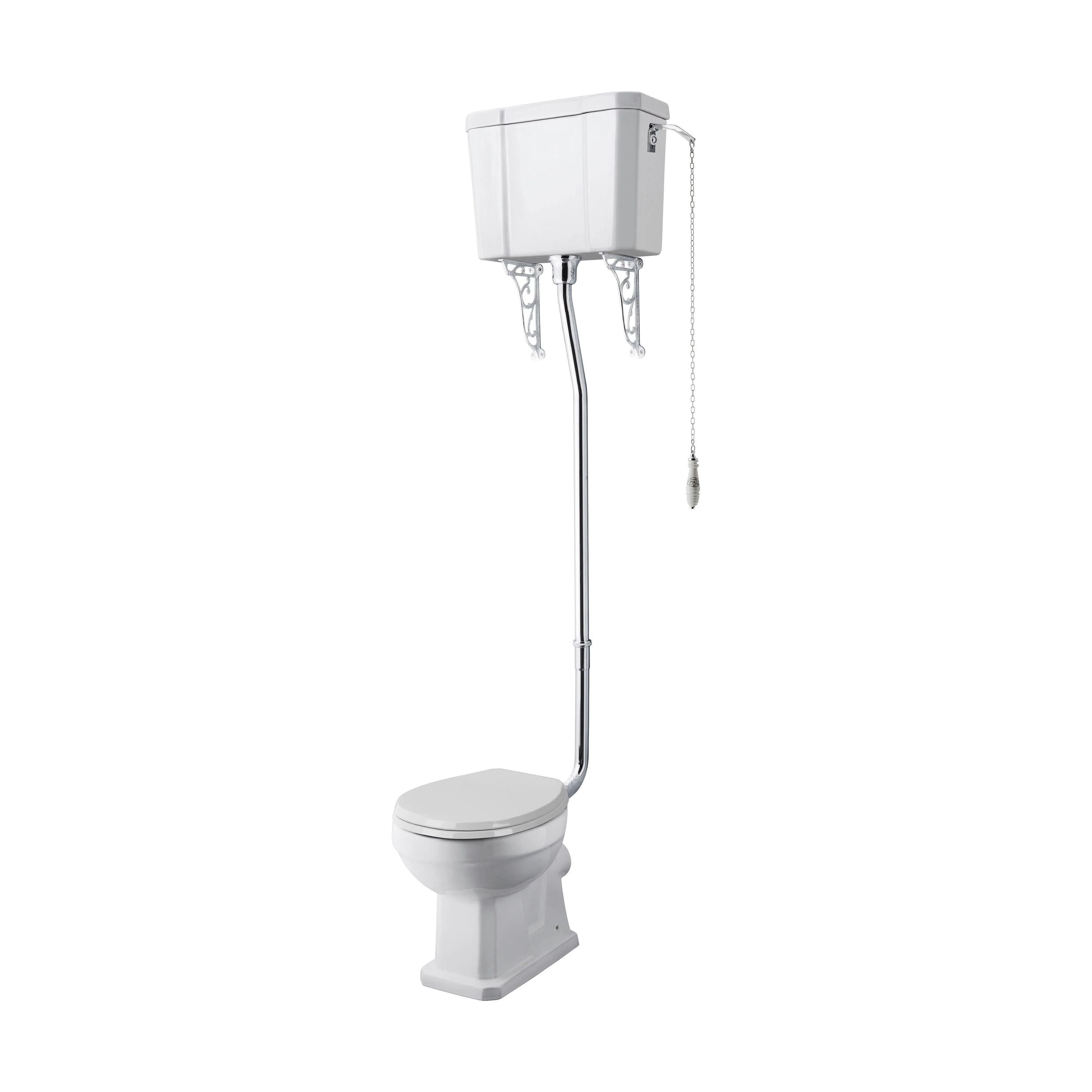 Madeley Traditional Comfort Height Toilet with High Level Cistern, Flush Pipe Kit and Soft Close Toilet Seat