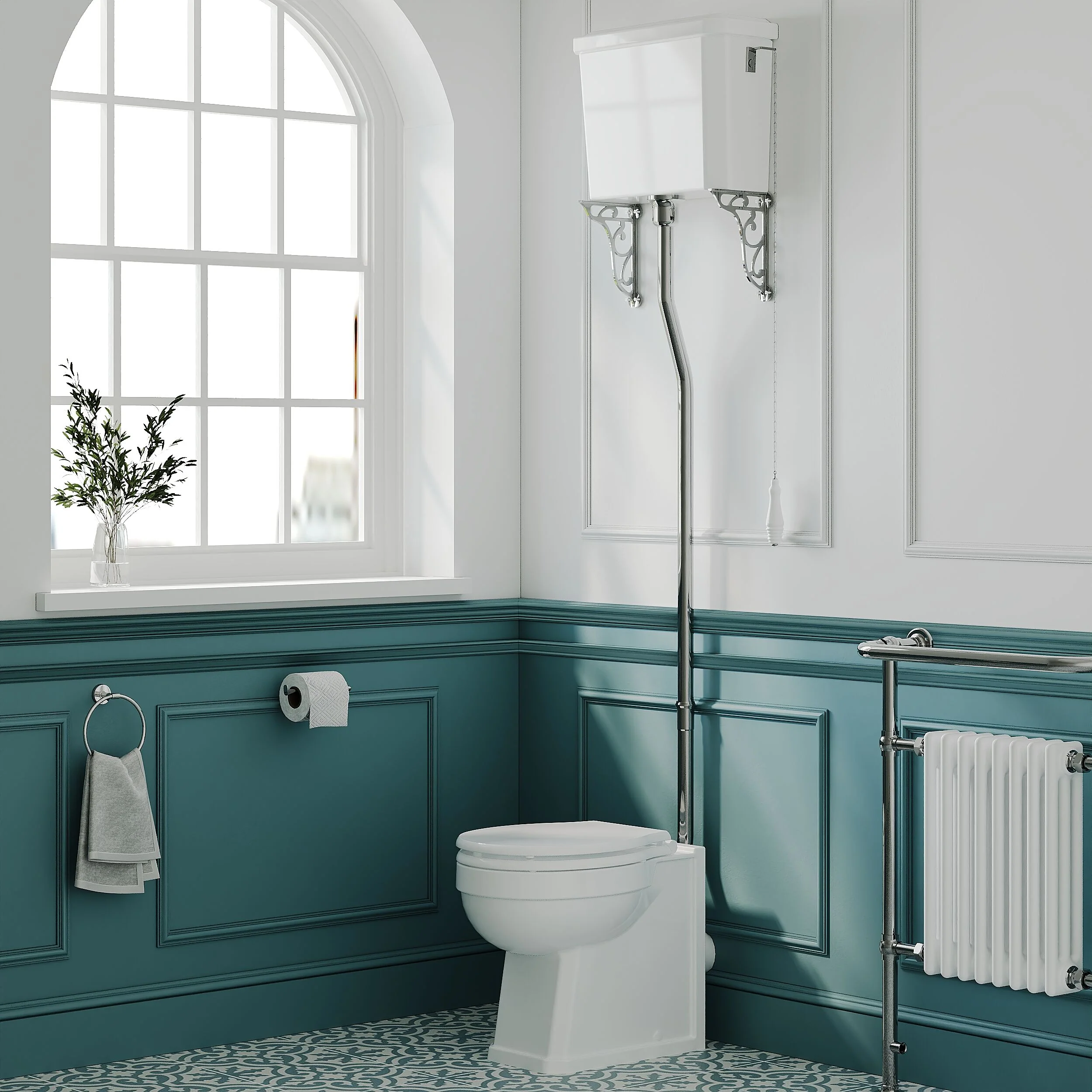 Madeley Traditional Comfort Height Toilet with High Level Cistern, Flush Pipe Kit and Soft Close Toilet Seat - Image 4