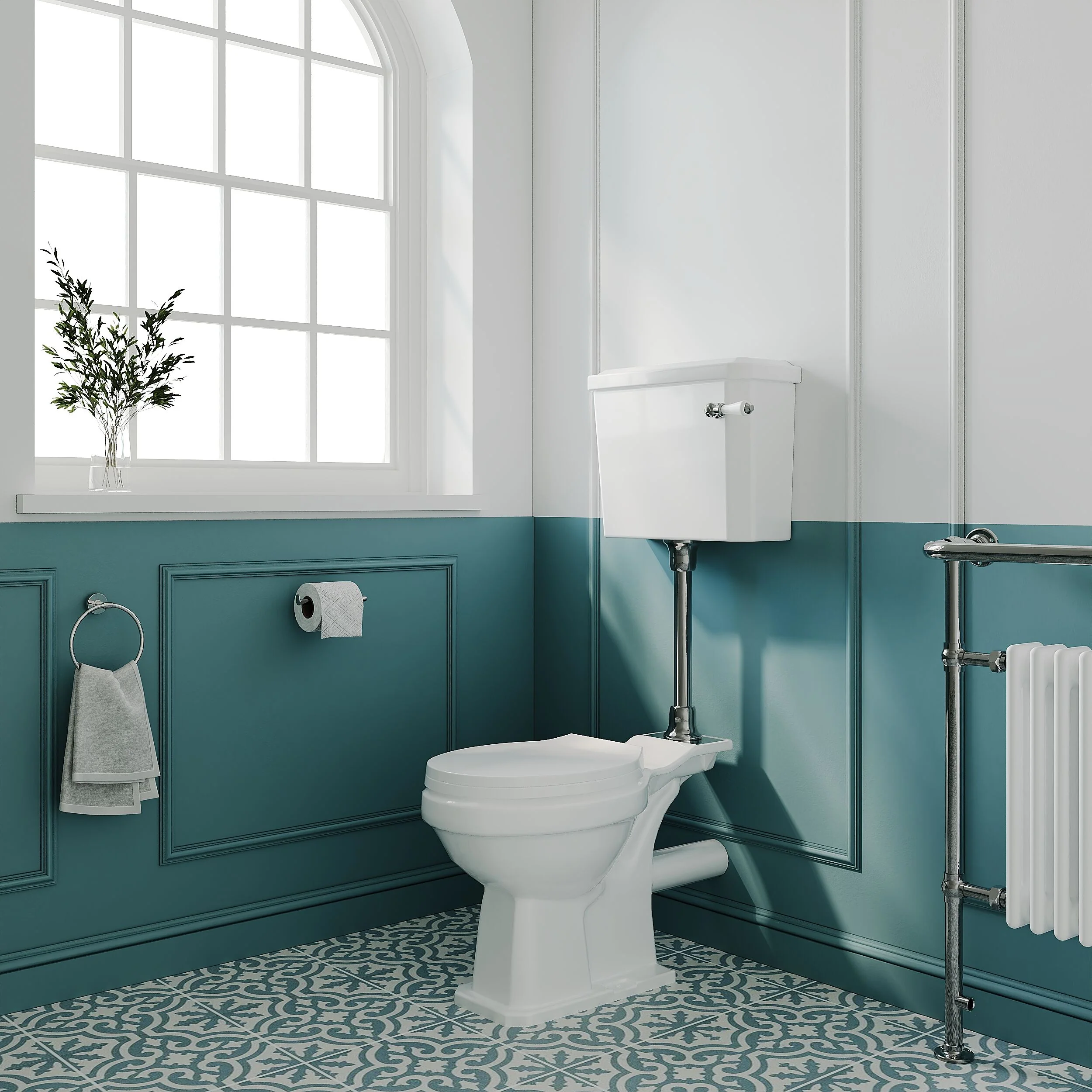Madeley Traditional Comfort Height Toilet with Mid Level Cistern, Flush Pipe Kit and Soft Close Toilet Seat - Image 4