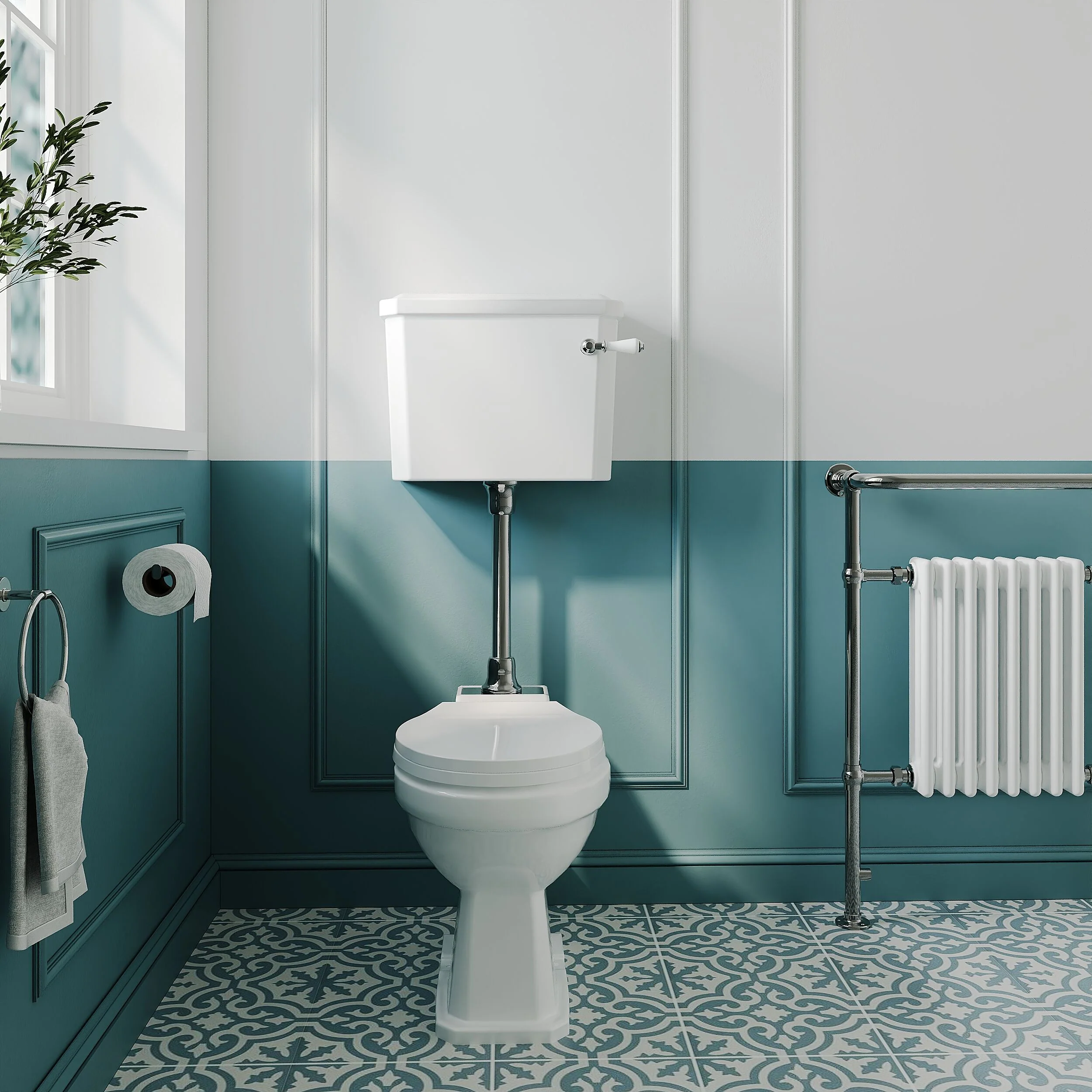 Madeley Traditional Toilet with Mid Level Cistern, Flush Pipe Kit and Soft Close Toilet Seat - Image 2